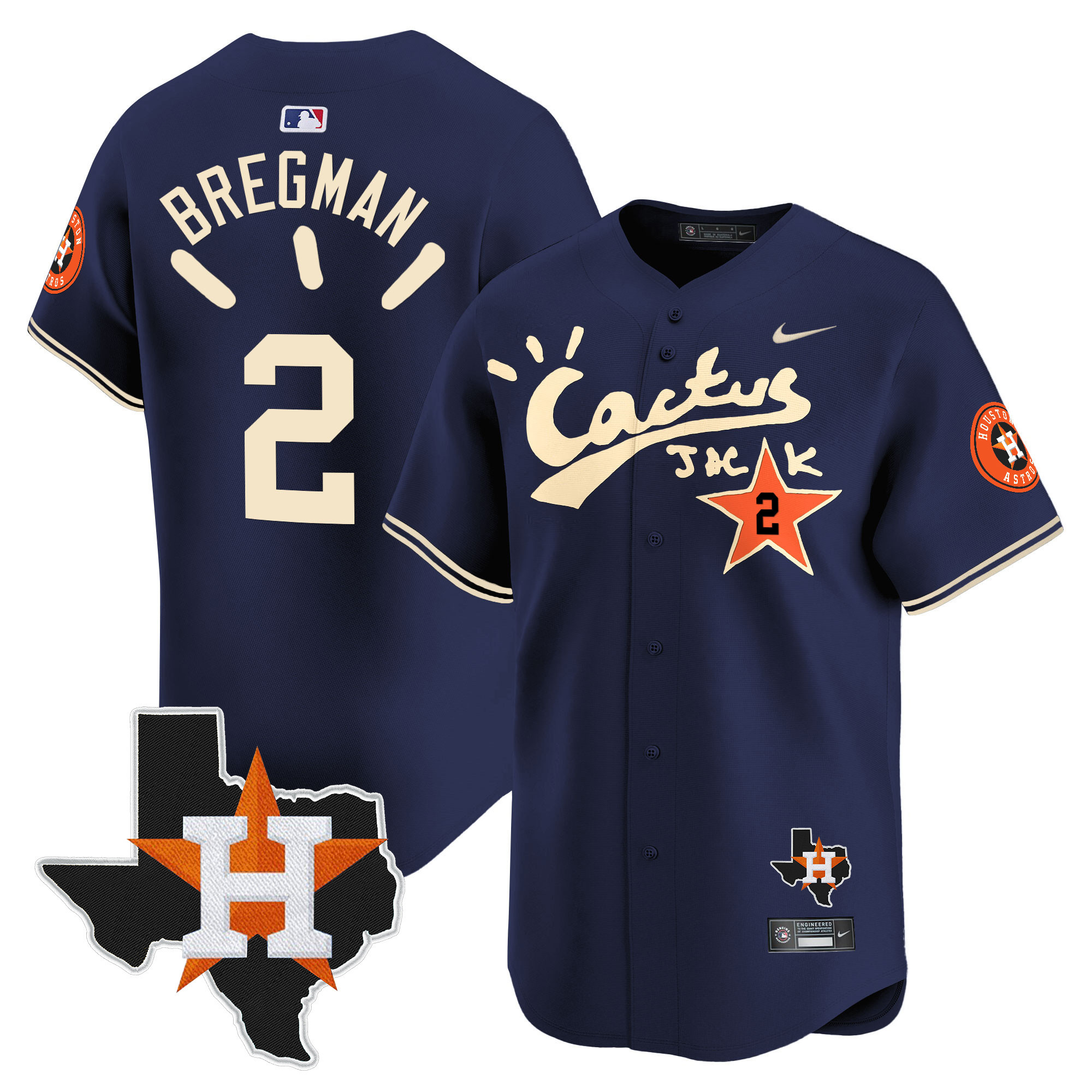Men's Houston Astros Cactus Jack Patch Vapor Premier Limited Jersey V10 - Stitched - Image 31
