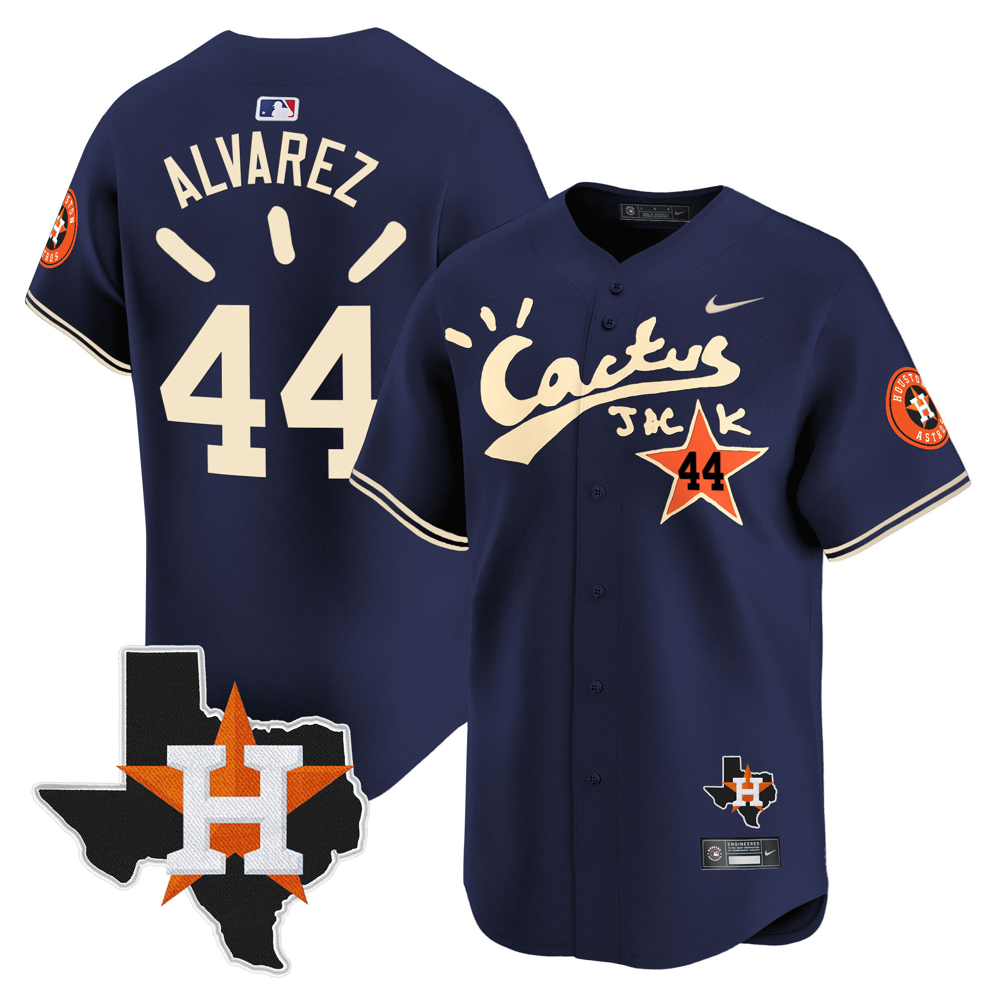 Men's Houston Astros Cactus Jack Patch Vapor Premier Limited Jersey V10 - Stitched - Image 33