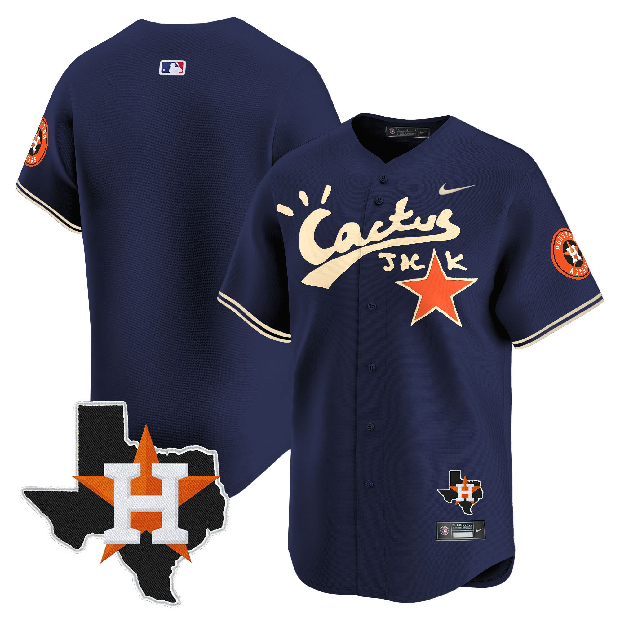 Men's Houston Astros Cactus Jack Patch Vapor Premier Limited Jersey V10 - Stitched - Image 36