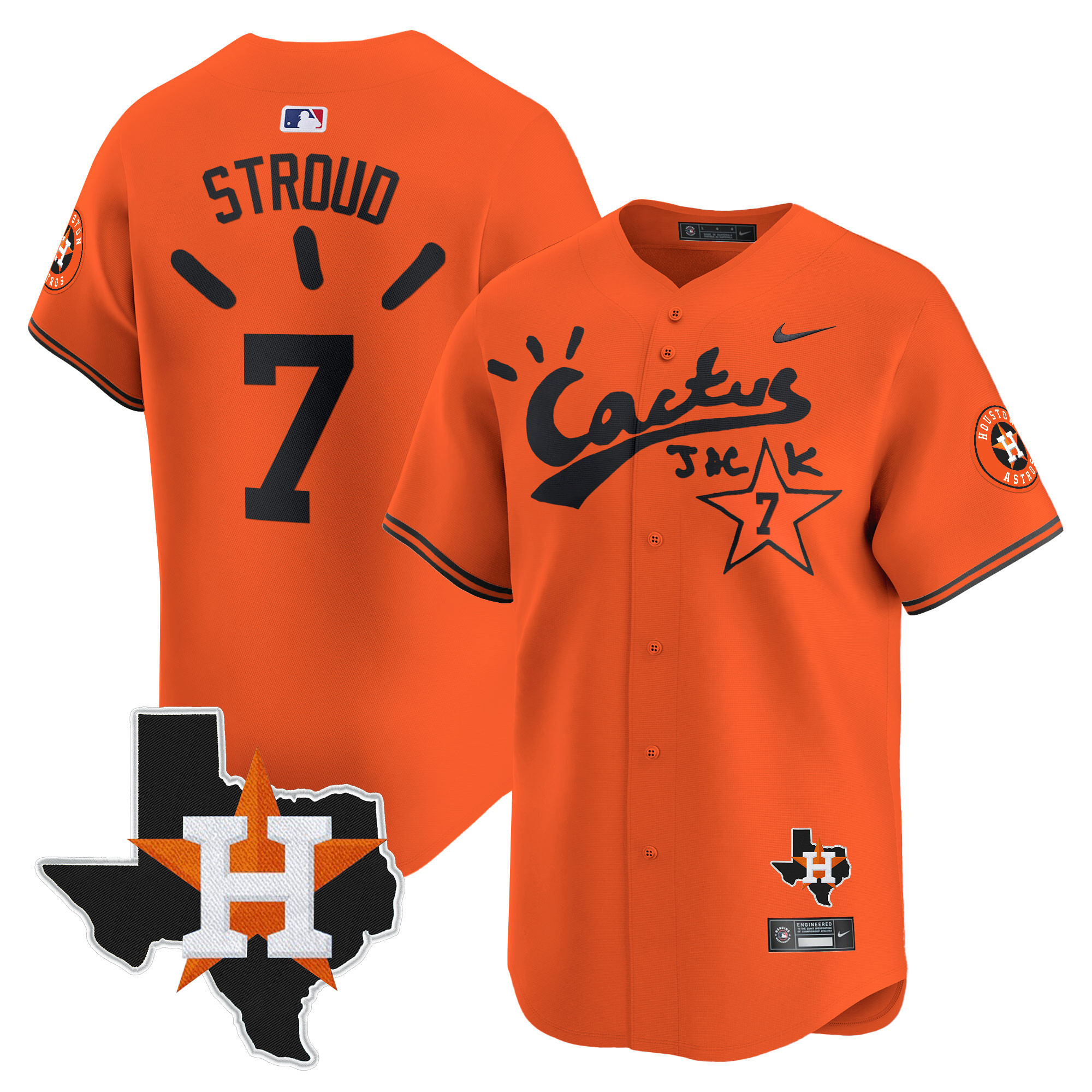 Men's Houston Astros Cactus Jack Patch Vapor Premier Limited Jersey V10 - Stitched - Image 37