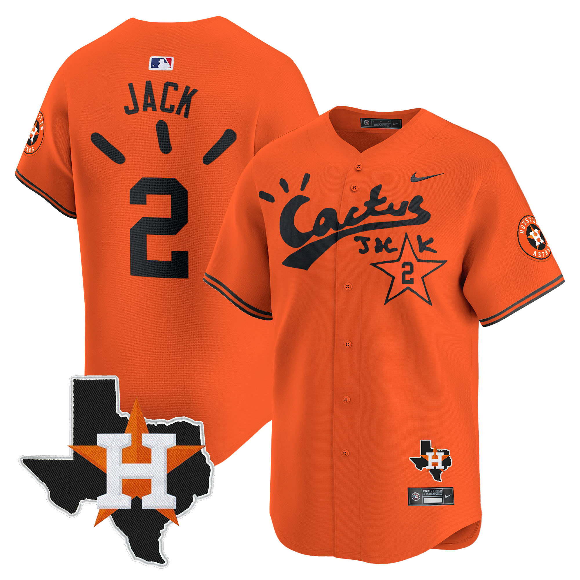 Men's Houston Astros Cactus Jack Patch Vapor Premier Limited Jersey V10 - Stitched - Image 38