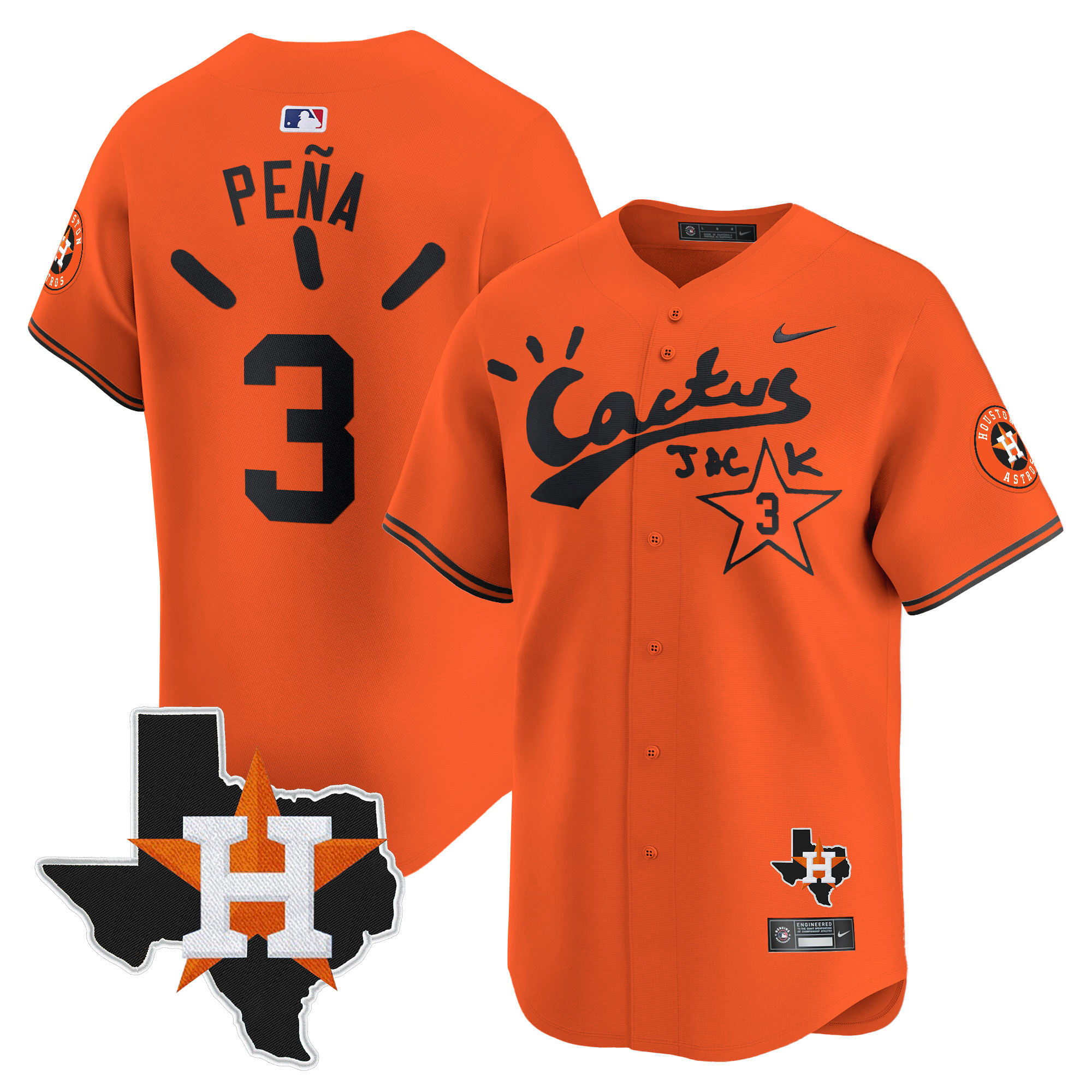 Men's Houston Astros Cactus Jack Patch Vapor Premier Limited Jersey V10 - Stitched - Image 39