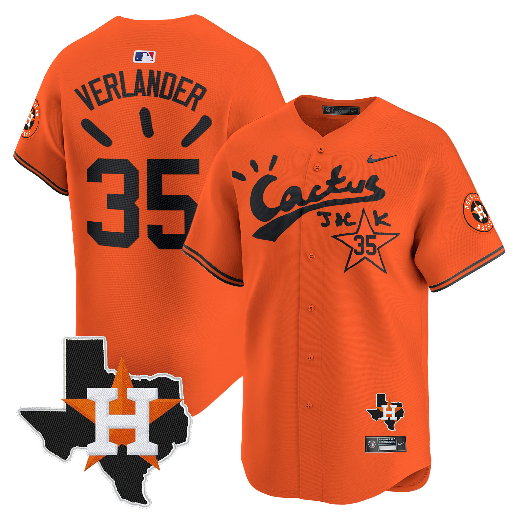 Men's Houston Astros Cactus Jack Patch Vapor Premier Limited Jersey V10 - Stitched - Image 43