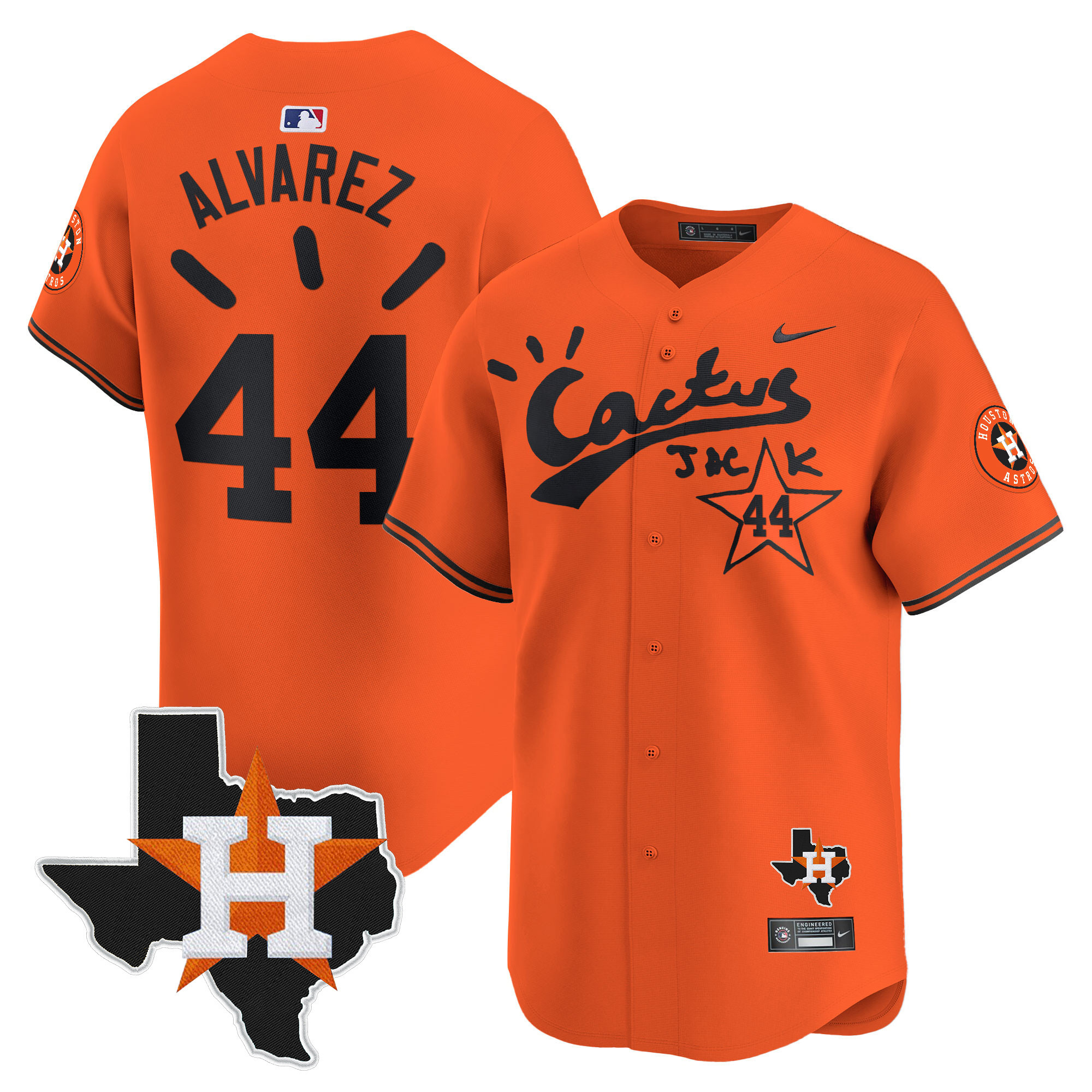 Men's Houston Astros Cactus Jack Patch Vapor Premier Limited Jersey V10 - Stitched - Image 42