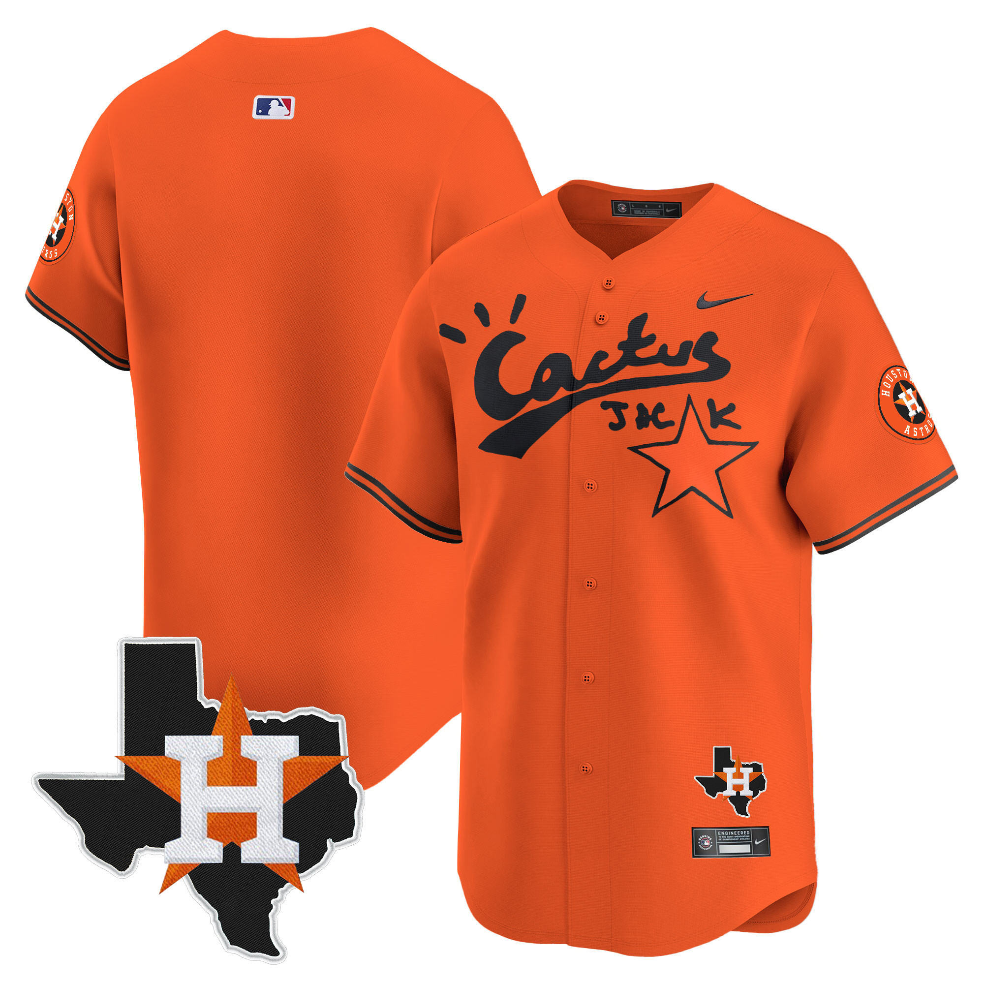 Men's Houston Astros Cactus Jack Patch Vapor Premier Limited Jersey V10 - Stitched - Image 45