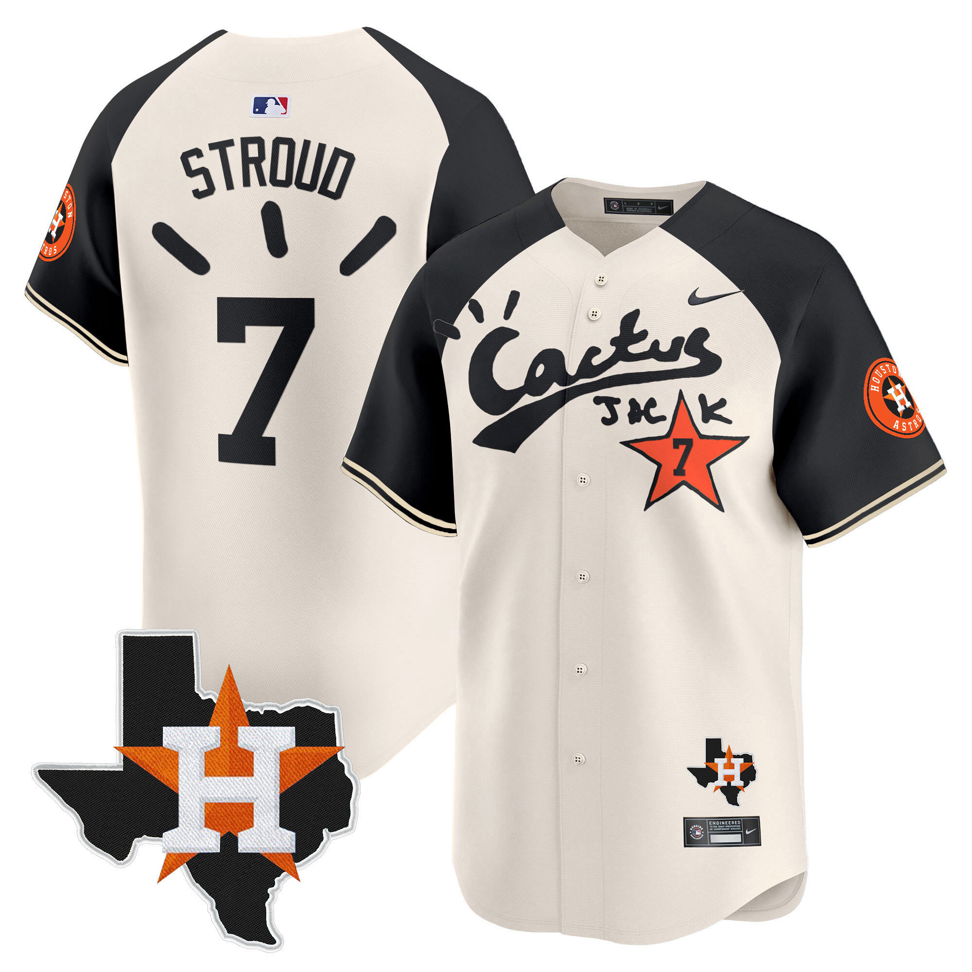 Men's Houston Astros Cactus Jack Patch Vapor Premier Limited Jersey V10 - Stitched - Image 46