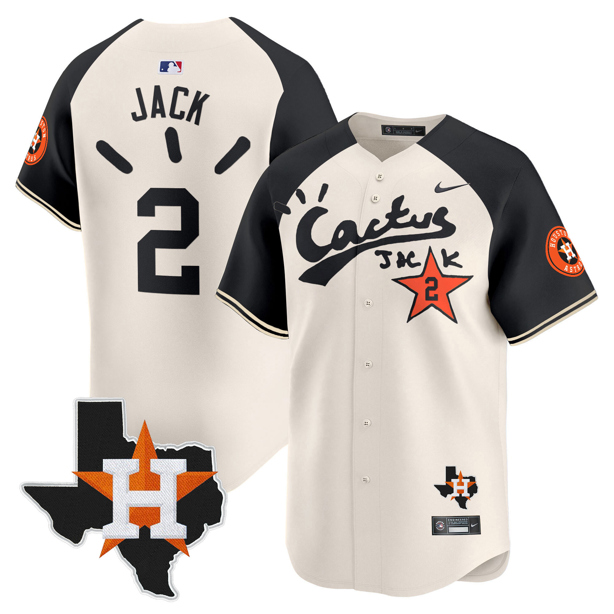 Men's Houston Astros Cactus Jack Patch Vapor Premier Limited Jersey V10 - Stitched - Image 47