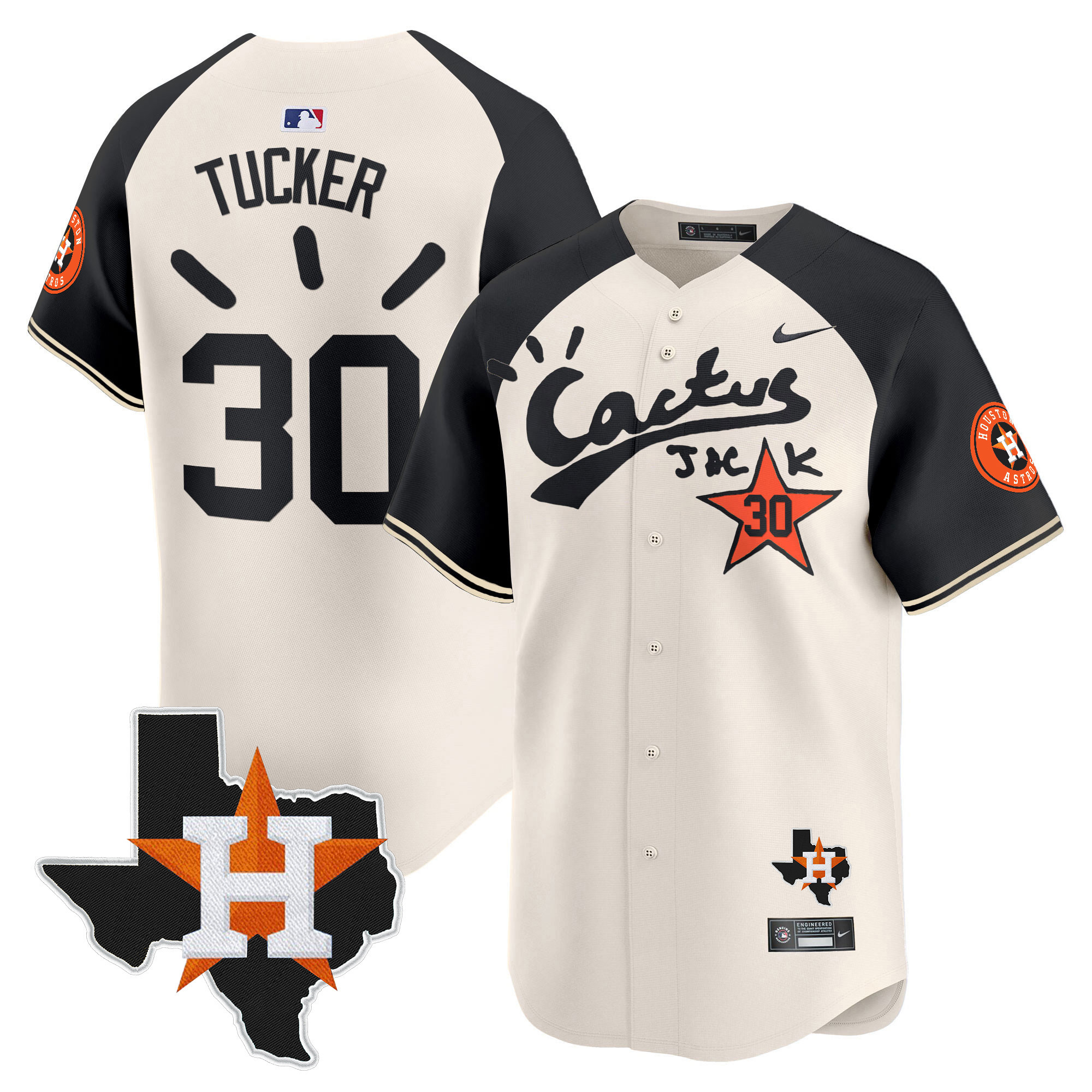 Men's Houston Astros Cactus Jack Patch Vapor Premier Limited Jersey V10 - Stitched - Image 53