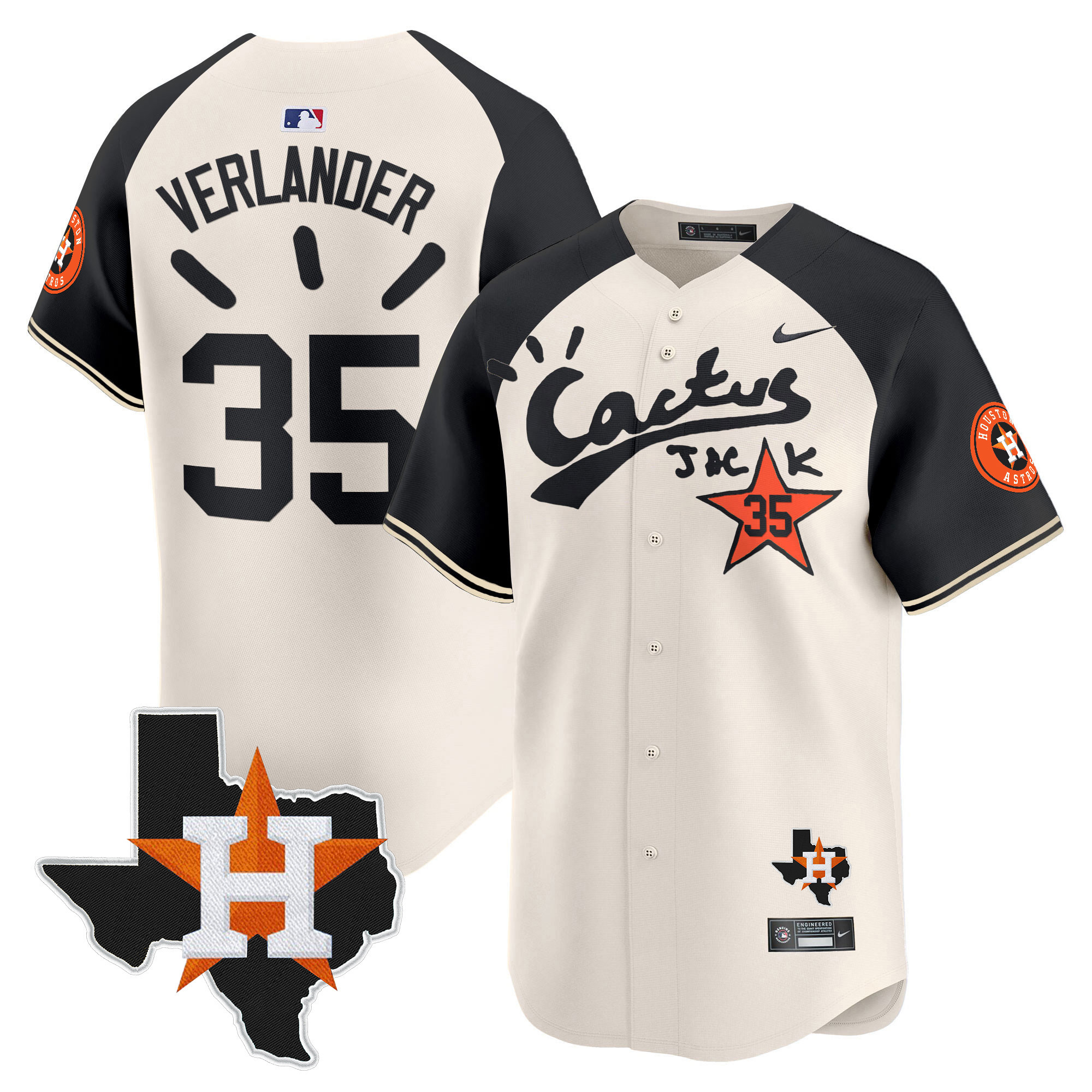 Men's Houston Astros Cactus Jack Patch Vapor Premier Limited Jersey V10 - Stitched - Image 52