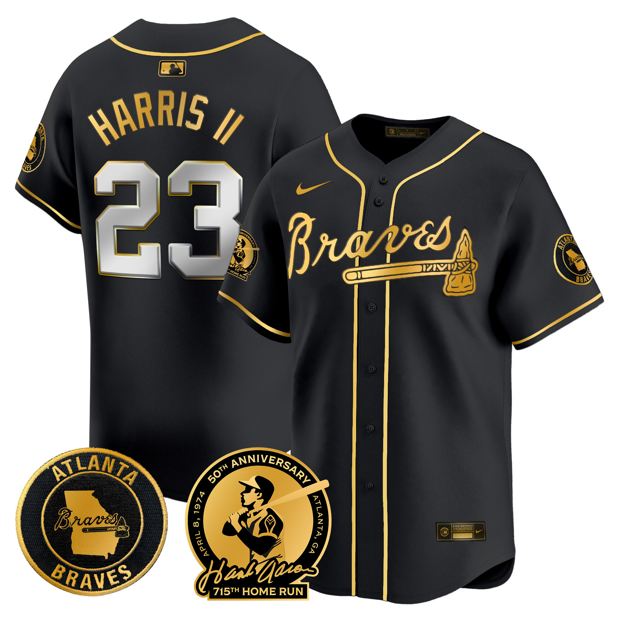 Men's Atlanta Braves Hank Aaron 715th Home Run Patch Vapor Premier Limited Jersey - All Stitched - Image 5