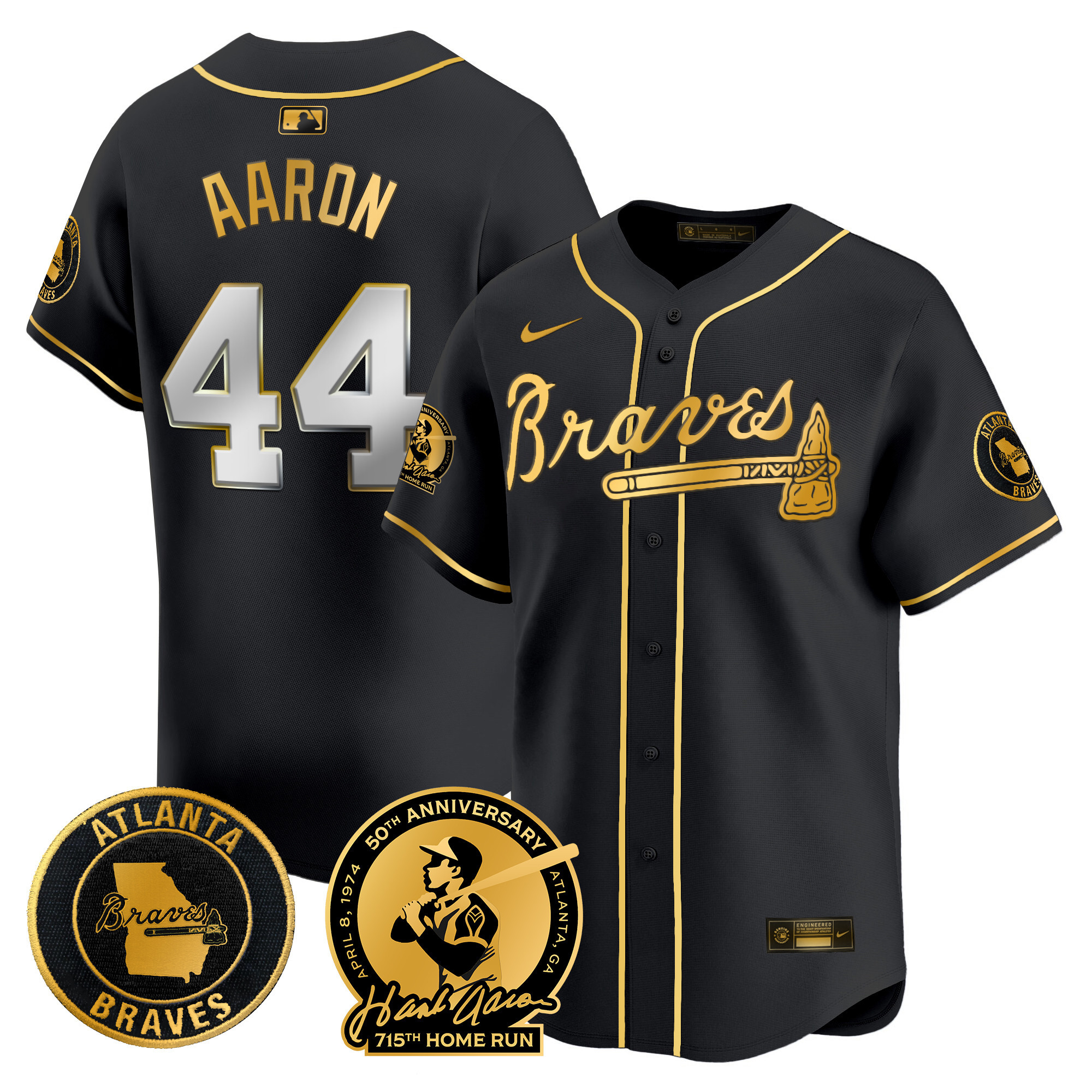 Men's Atlanta Braves Hank Aaron 715th Home Run Patch Vapor Premier Limited Jersey - All Stitched - Image 8