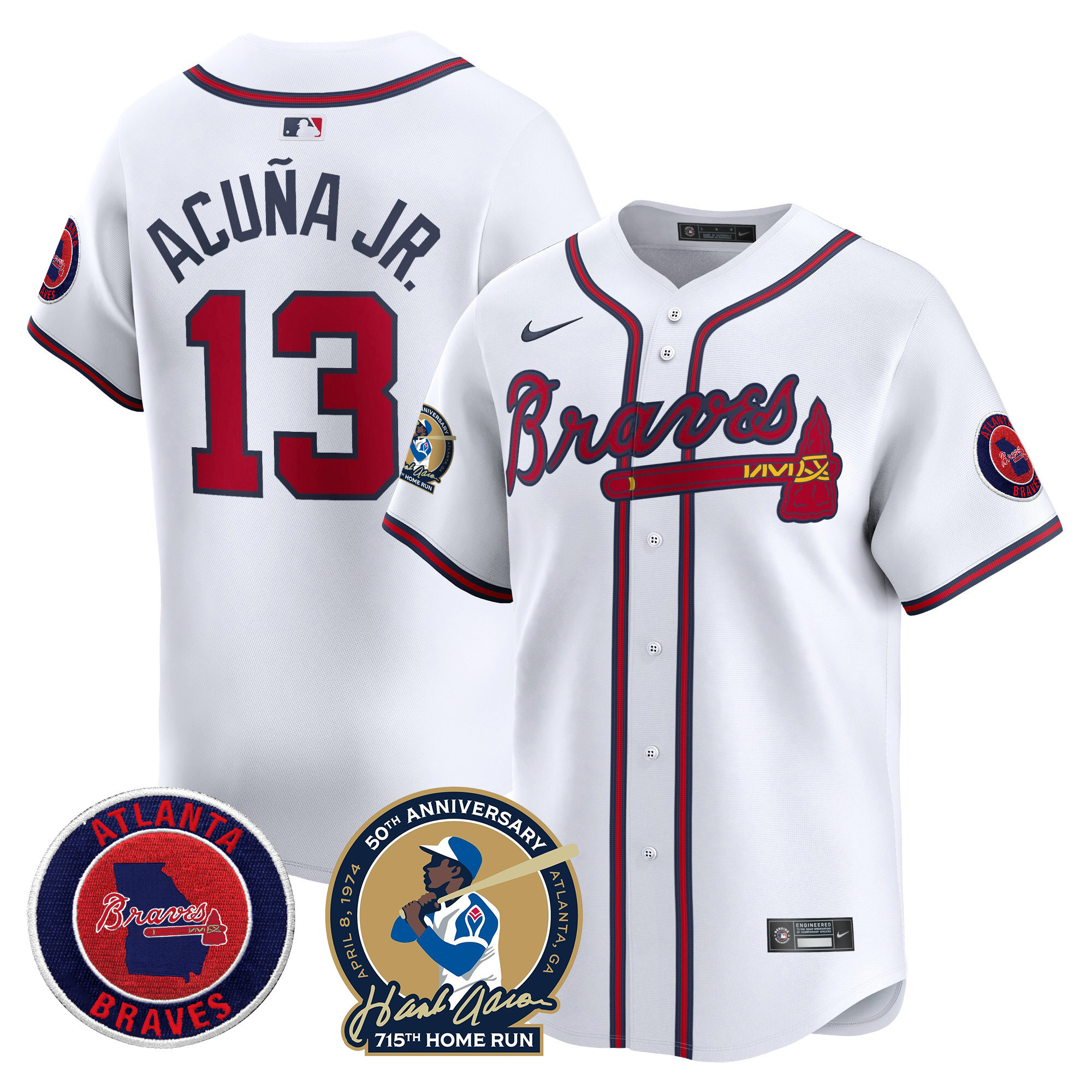 Men's Atlanta Braves Hank Aaron 715th Home Run Patch Vapor Premier Limited Jersey - All Stitched - Image 19