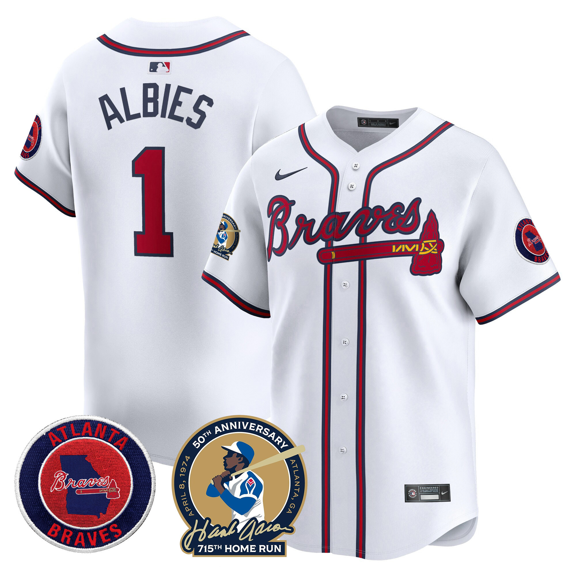 Men's Atlanta Braves Hank Aaron 715th Home Run Patch Vapor Premier Limited Jersey - All Stitched - Image 25