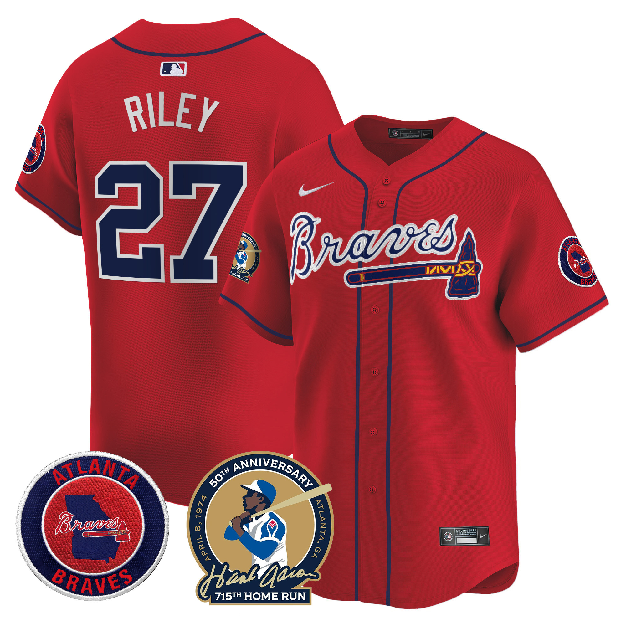 Men's Atlanta Braves Hank Aaron 715th Home Run Patch Vapor Premier Limited Jersey - All Stitched - Image 31