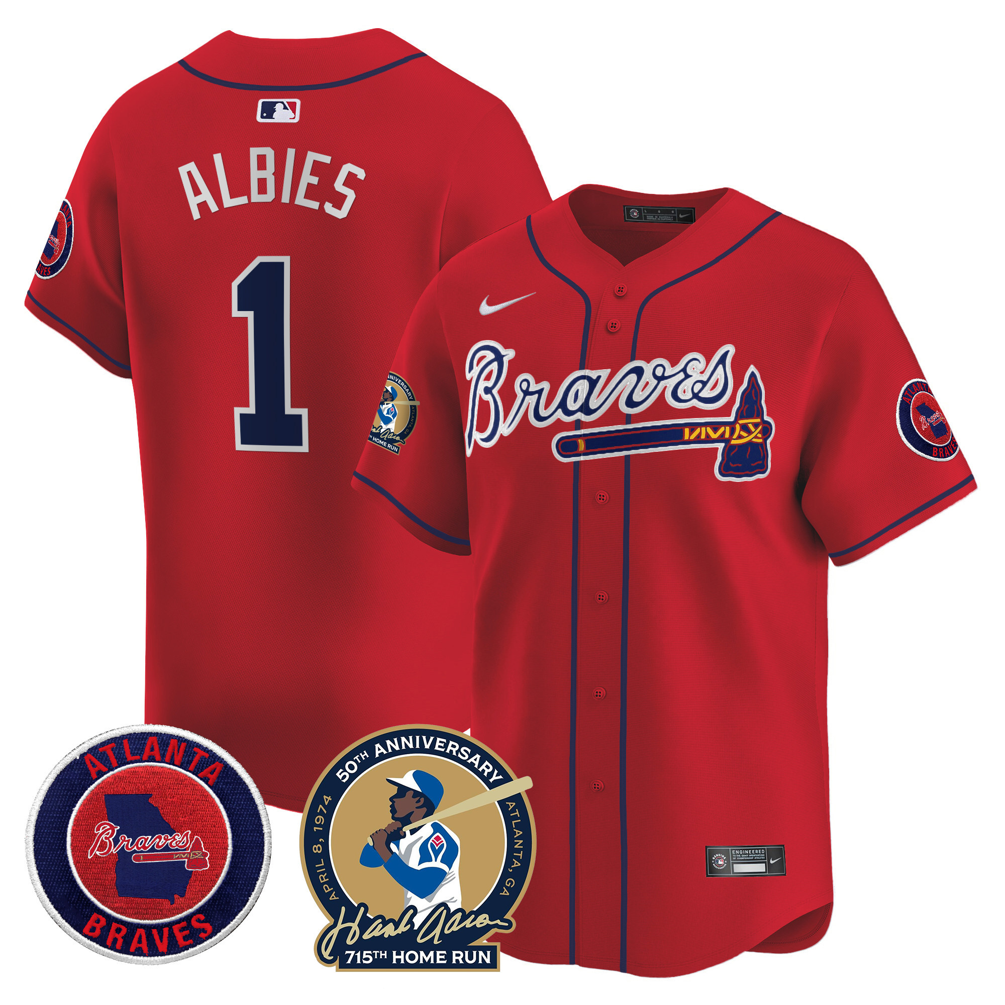 Men's Atlanta Braves Hank Aaron 715th Home Run Patch Vapor Premier Limited Jersey - All Stitched - Image 34