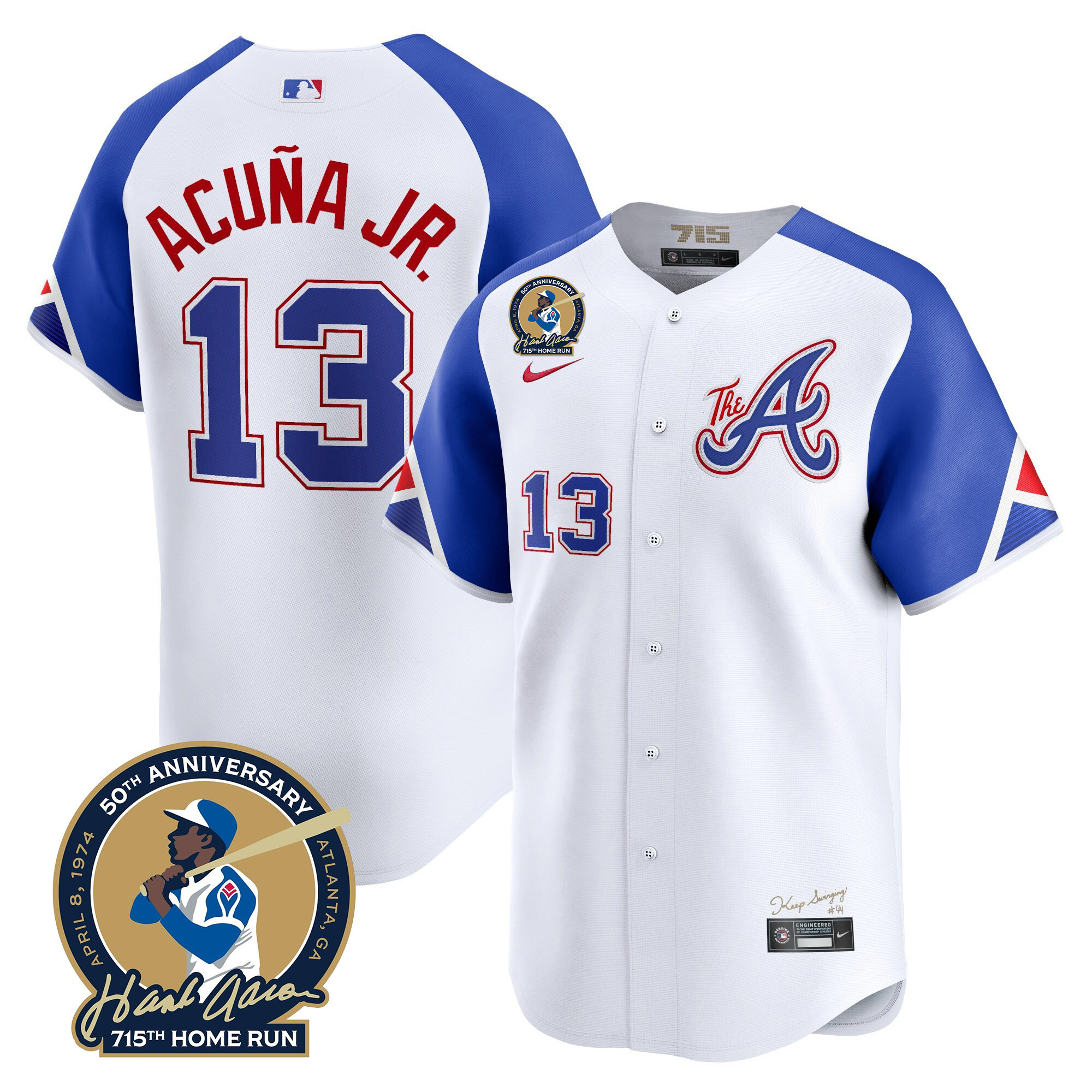 Men's Atlanta Braves Hank Aaron 715th Home Run Patch Vapor Premier Limited Jersey - All Stitched - Image 46
