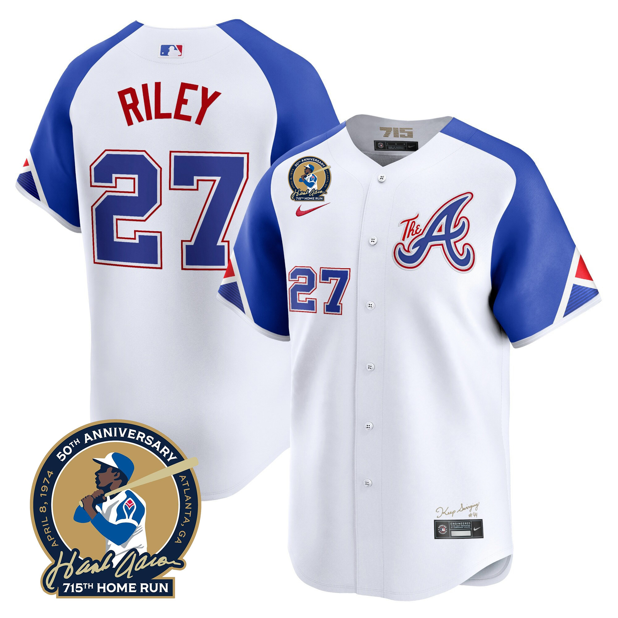 Men's Atlanta Braves Hank Aaron 715th Home Run Patch Vapor Premier Limited Jersey - All Stitched - Image 49
