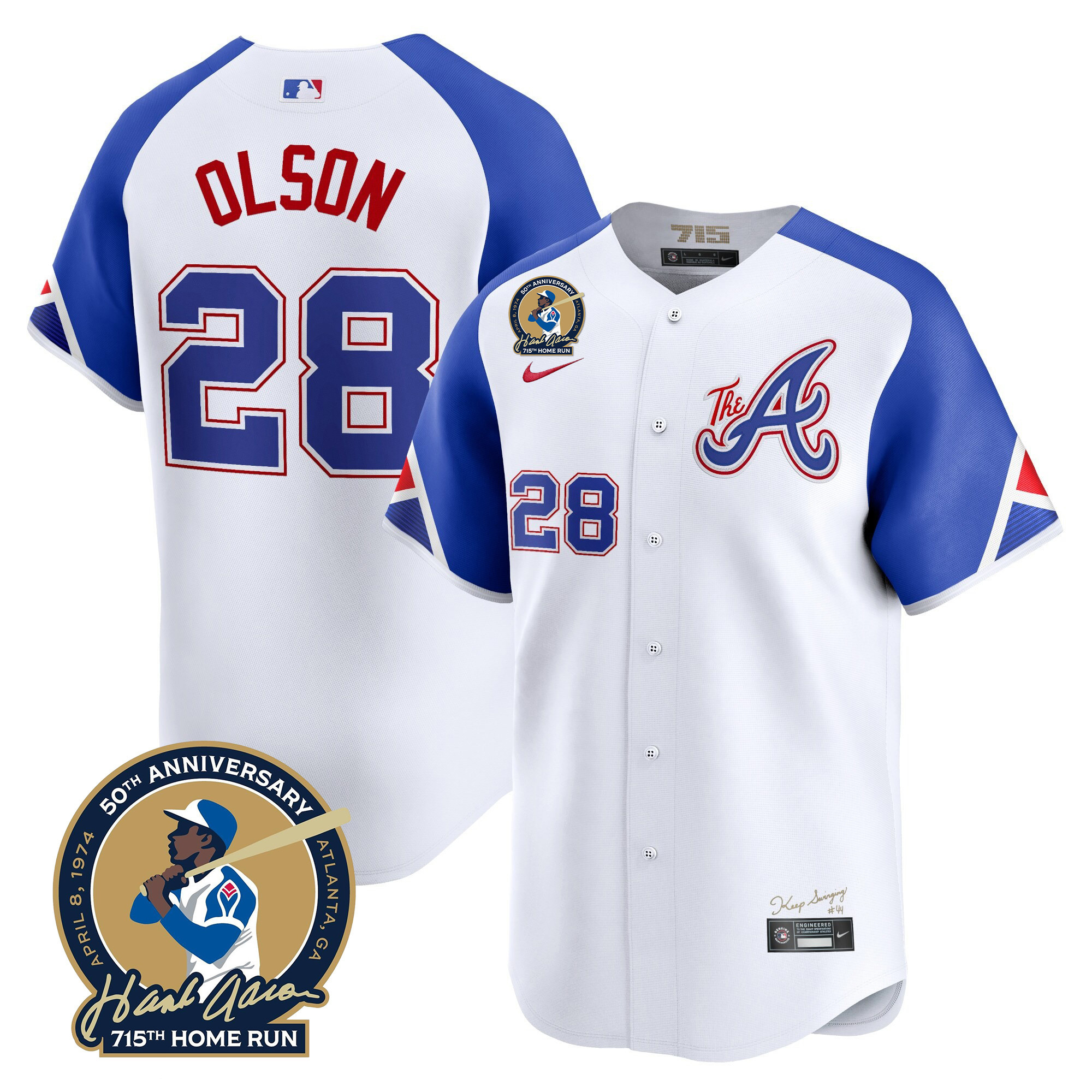 Men's Atlanta Braves Hank Aaron 715th Home Run Patch Vapor Premier Limited Jersey - All Stitched - Image 51