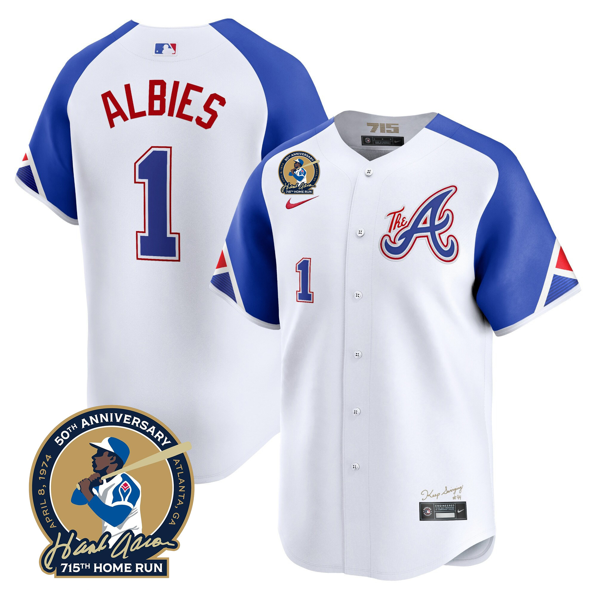 Men's Atlanta Braves Hank Aaron 715th Home Run Patch Vapor Premier Limited Jersey - All Stitched - Image 52