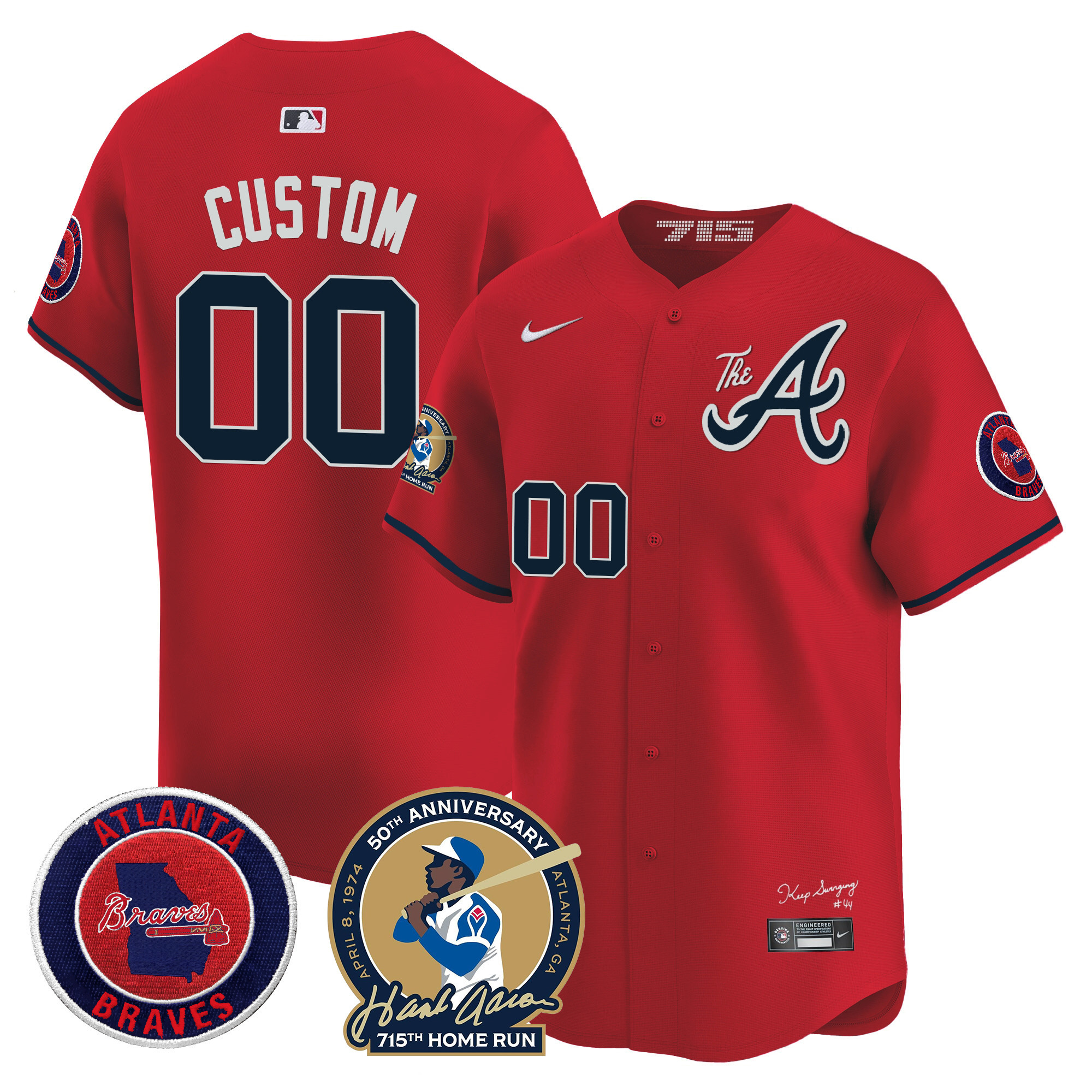 Atlanta Braves Hank Aaron 715th Home Run Patch Vapor Premier Limited Custom Jersey V2 - All Stitched - Image 4