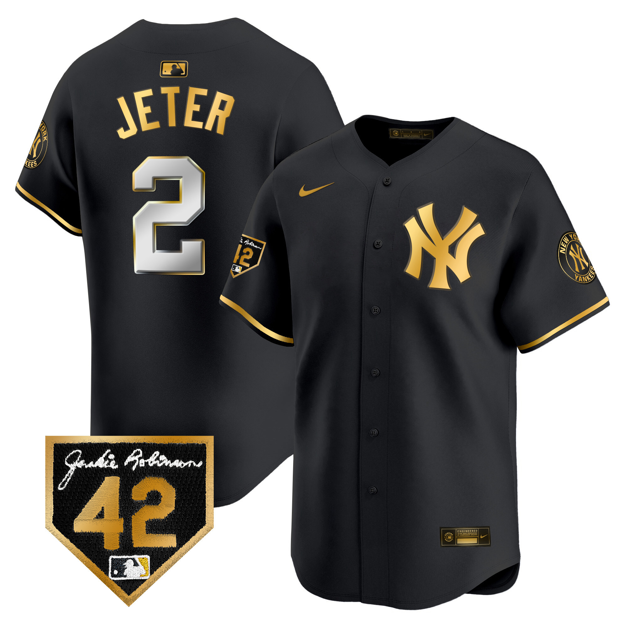 Men's New York Yankees 2024 Jackie Robinson Patch Vapor Premier Limited Jersey - All Stitched - Image 4