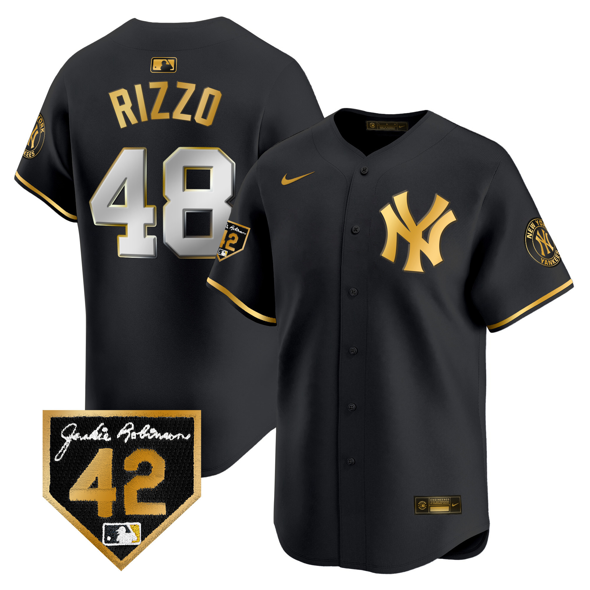 Men's New York Yankees 2024 Jackie Robinson Patch Vapor Premier Limited Jersey - All Stitched - Image 7