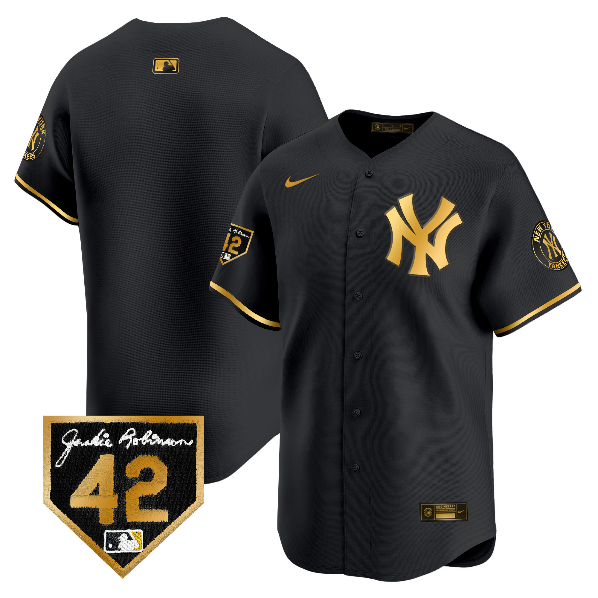 Men's New York Yankees 2024 Jackie Robinson Patch Vapor Premier Limited Jersey - All Stitched - Image 9