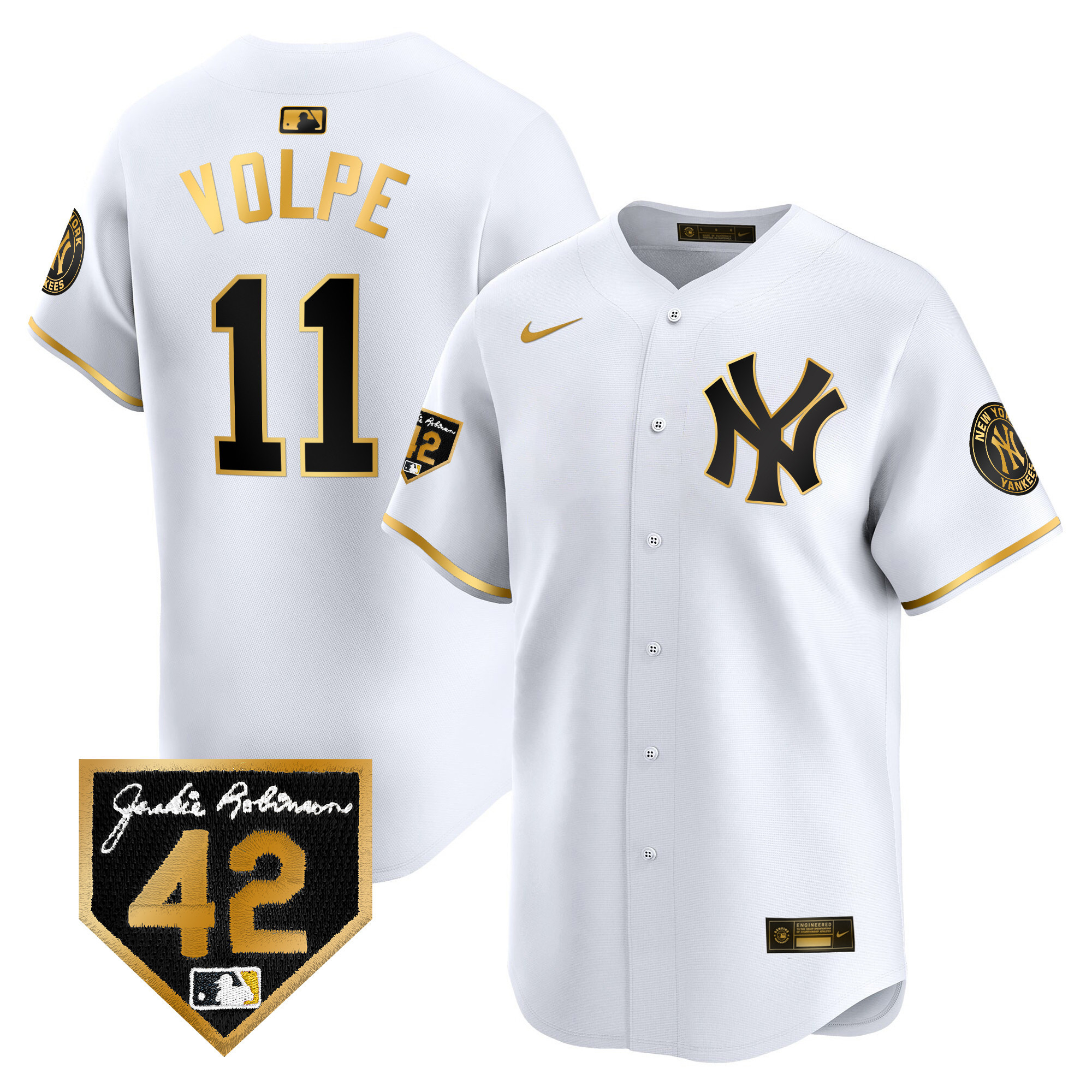 Men's New York Yankees 2024 Jackie Robinson Patch Vapor Premier Limited Jersey - All Stitched - Image 11