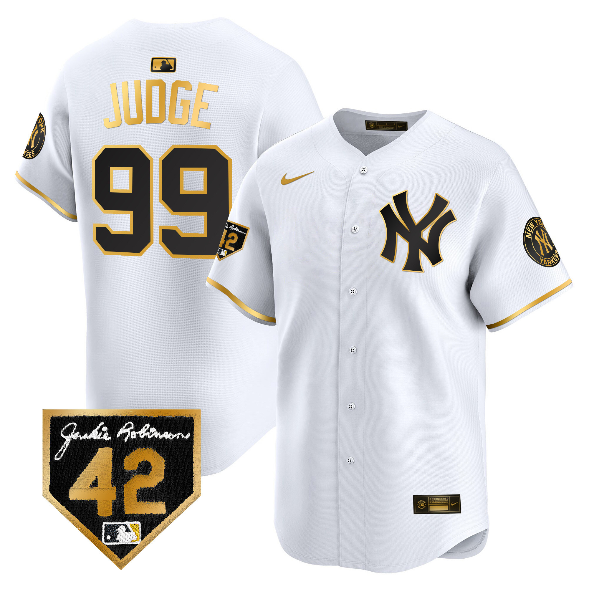 Men's New York Yankees 2024 Jackie Robinson Patch Vapor Premier Limited Jersey - All Stitched - Image 10