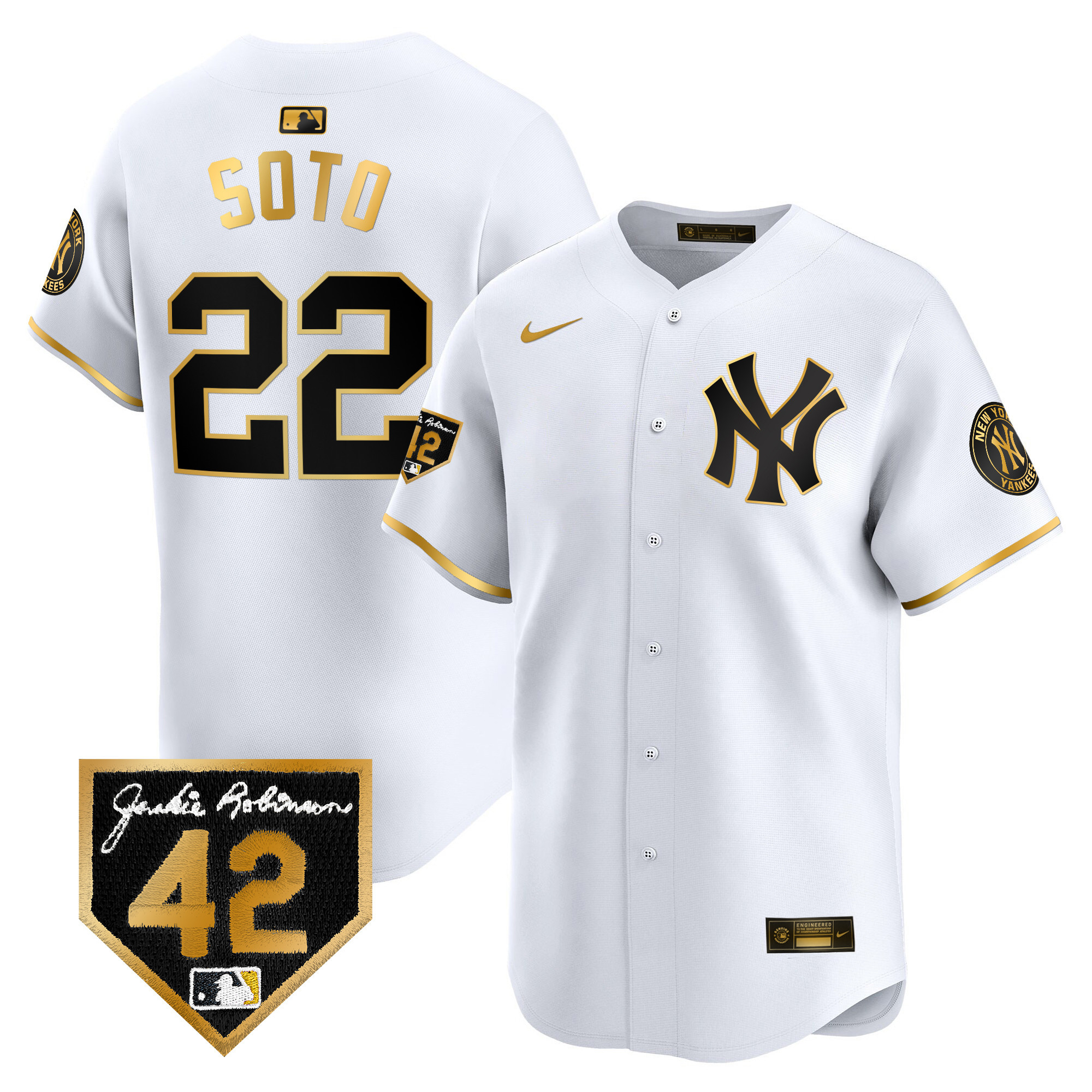 Men's New York Yankees 2024 Jackie Robinson Patch Vapor Premier Limited Jersey - All Stitched - Image 15