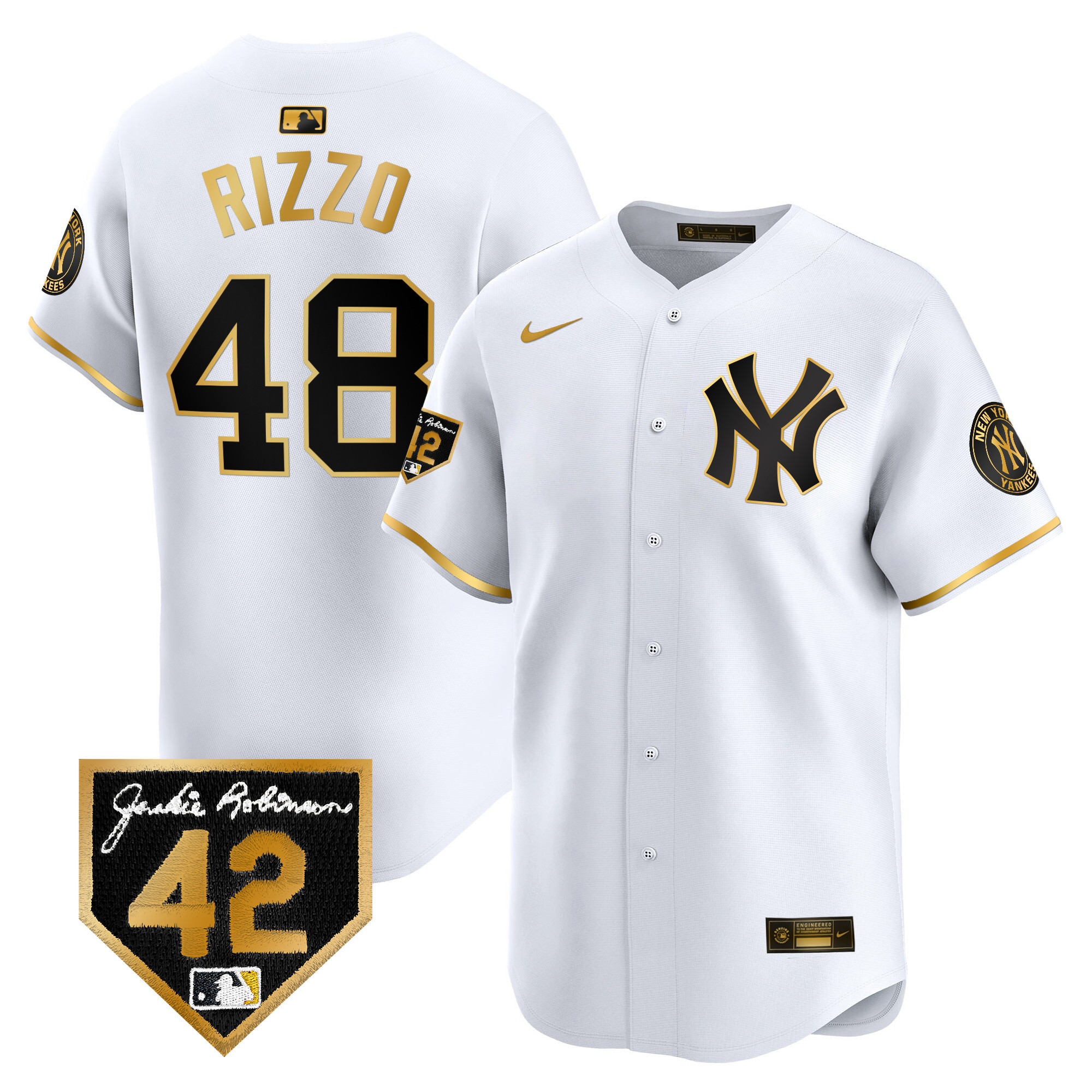 Men's New York Yankees 2024 Jackie Robinson Patch Vapor Premier Limited Jersey - All Stitched - Image 16