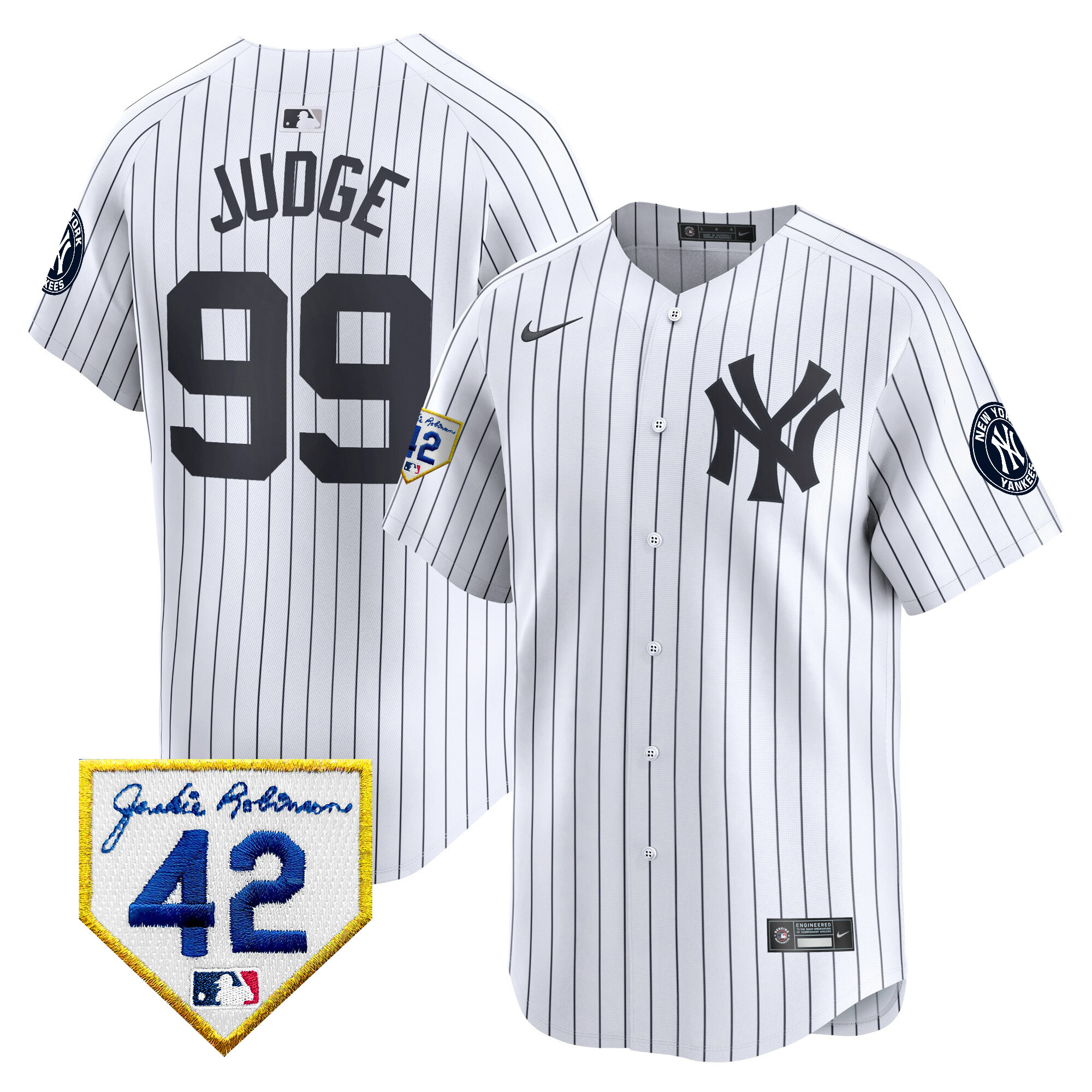 Men's New York Yankees 2024 Jackie Robinson Patch Vapor Premier Limited Jersey - All Stitched - Image 19