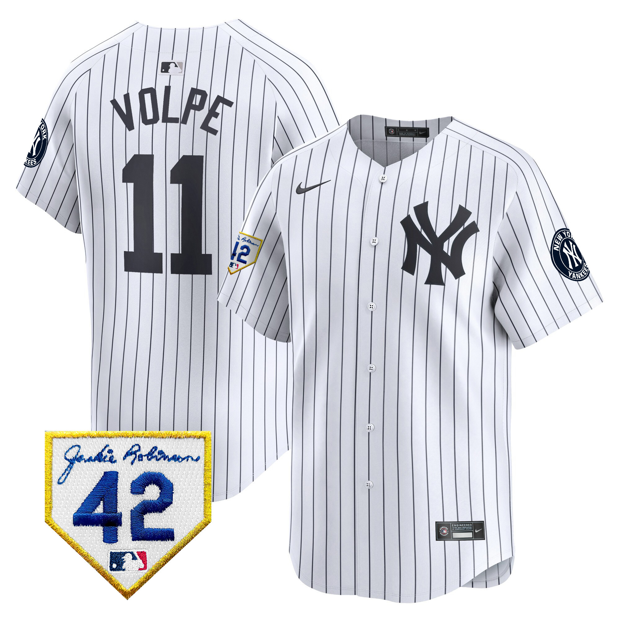 Men's New York Yankees 2024 Jackie Robinson Patch Vapor Premier Limited Jersey - All Stitched - Image 20