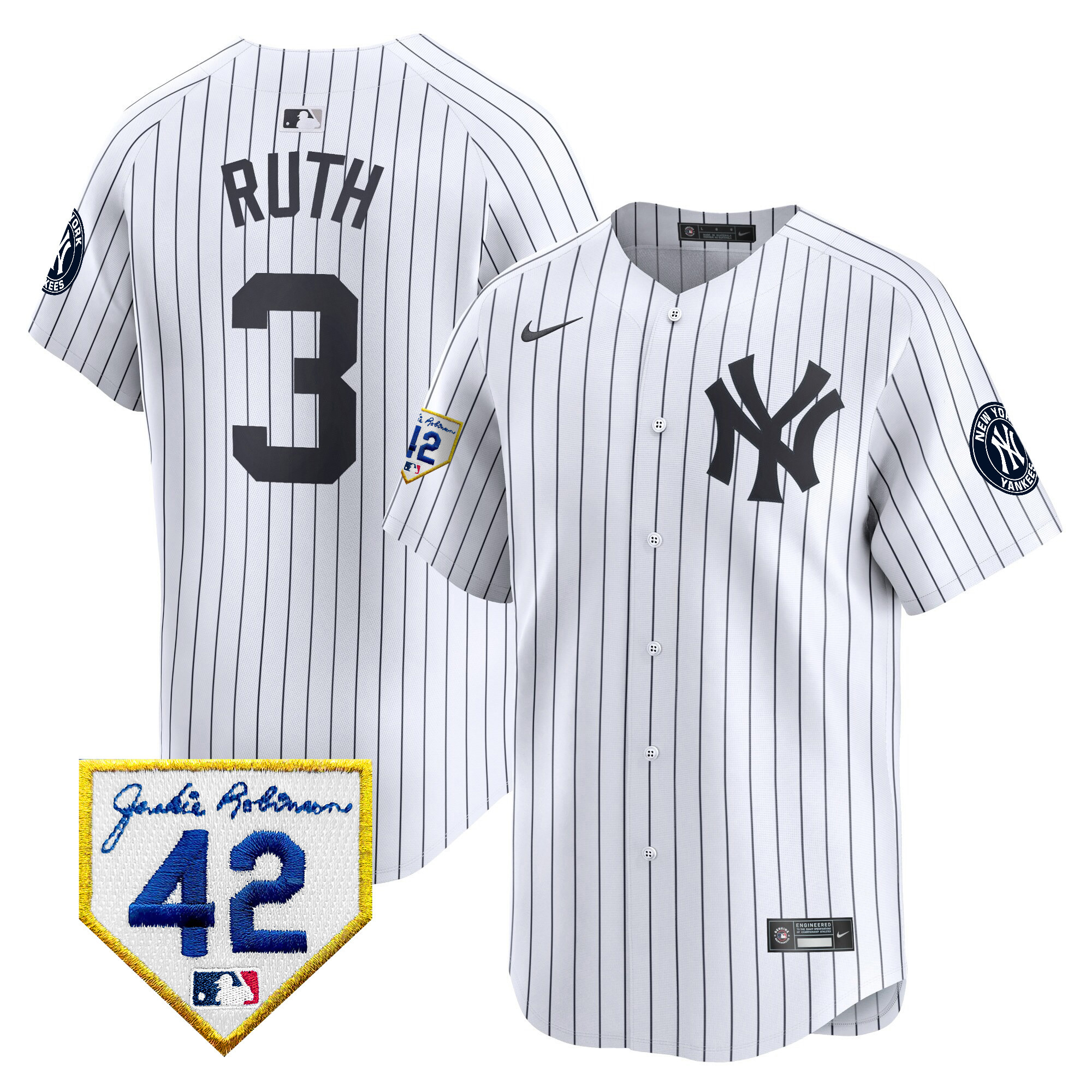 Men's New York Yankees 2024 Jackie Robinson Patch Vapor Premier Limited Jersey - All Stitched - Image 21