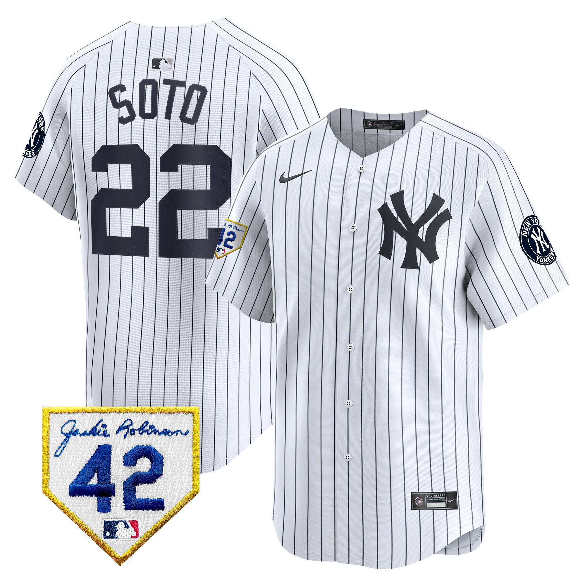 Men's New York Yankees 2024 Jackie Robinson Patch Vapor Premier Limited Jersey - All Stitched - Image 24