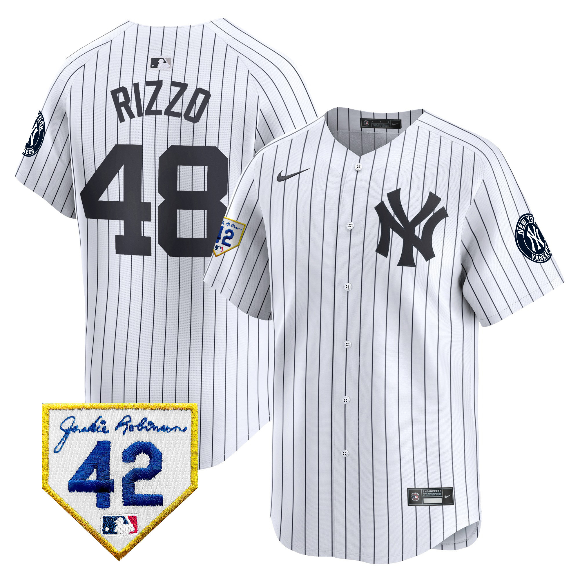 Men's New York Yankees 2024 Jackie Robinson Patch Vapor Premier Limited Jersey - All Stitched - Image 25