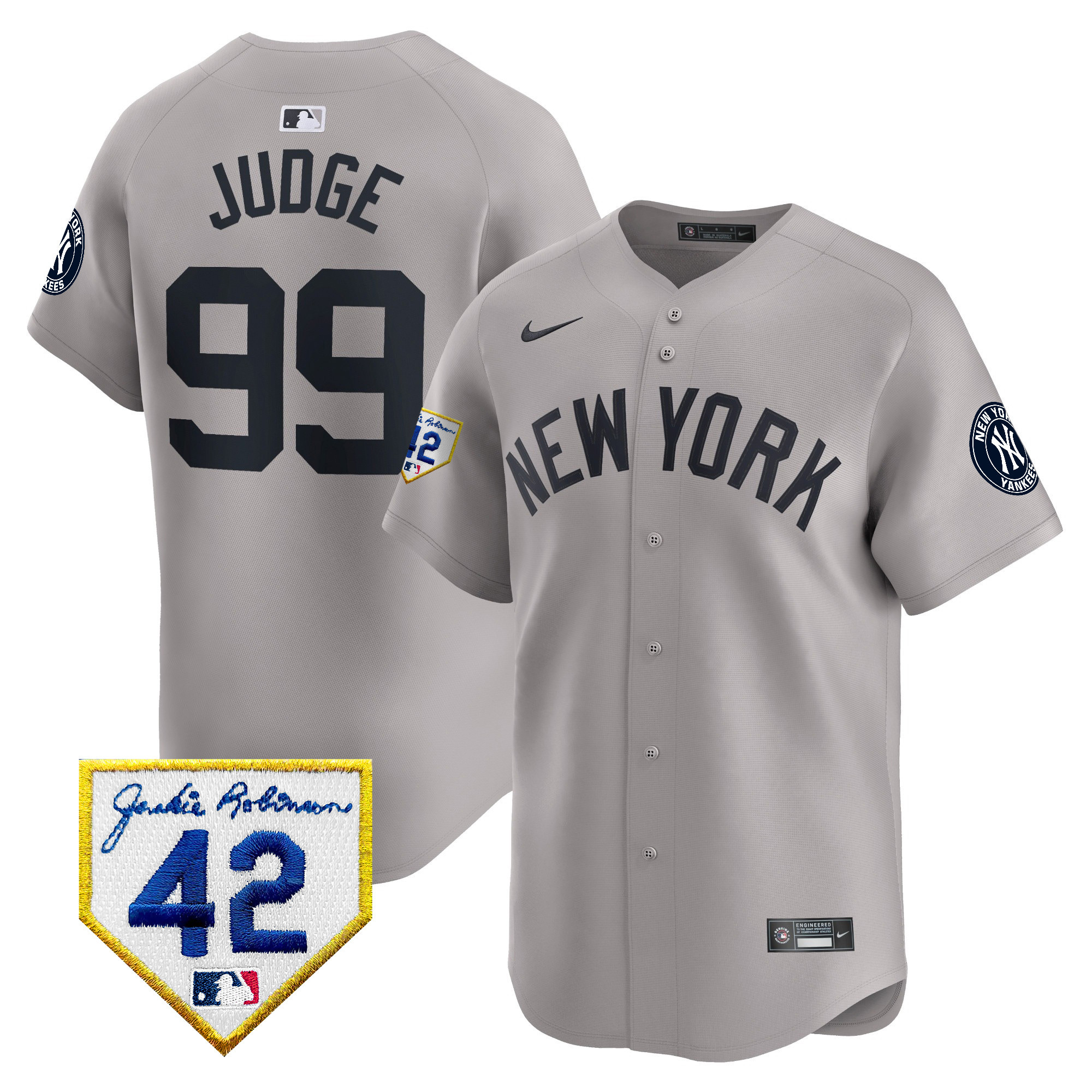 Men's New York Yankees 2024 Jackie Robinson Patch Vapor Premier Limited Jersey - All Stitched - Image 28