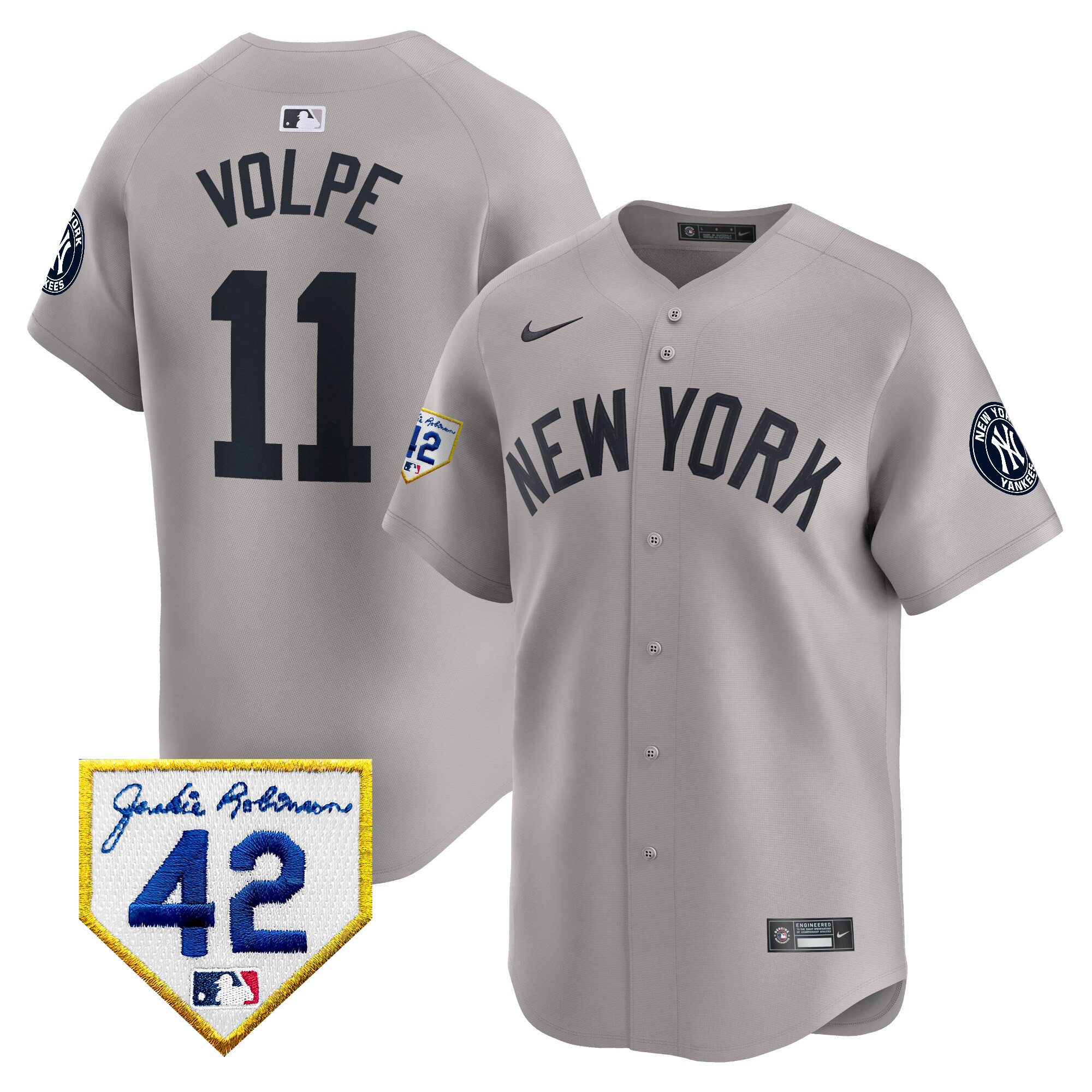 Men's New York Yankees 2024 Jackie Robinson Patch Vapor Premier Limited Jersey - All Stitched - Image 29