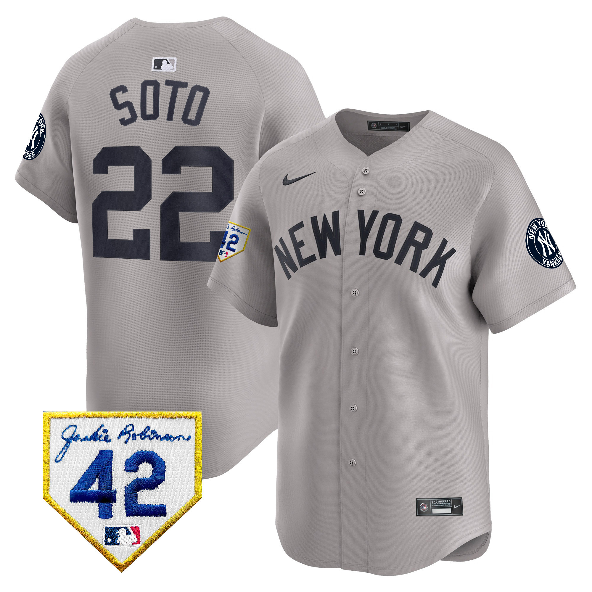 Men's New York Yankees 2024 Jackie Robinson Patch Vapor Premier Limited Jersey - All Stitched - Image 33