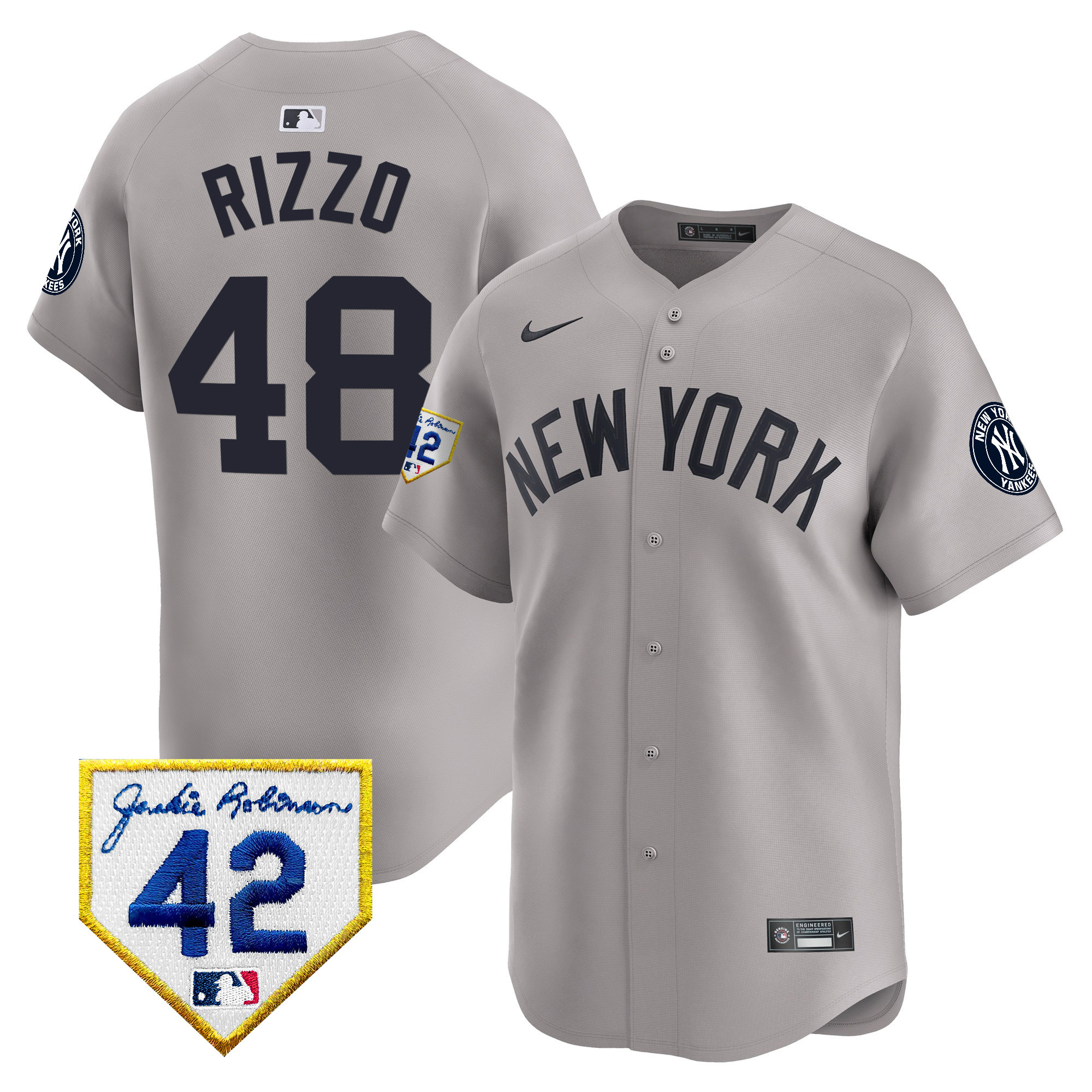Men's New York Yankees 2024 Jackie Robinson Patch Vapor Premier Limited Jersey - All Stitched - Image 34