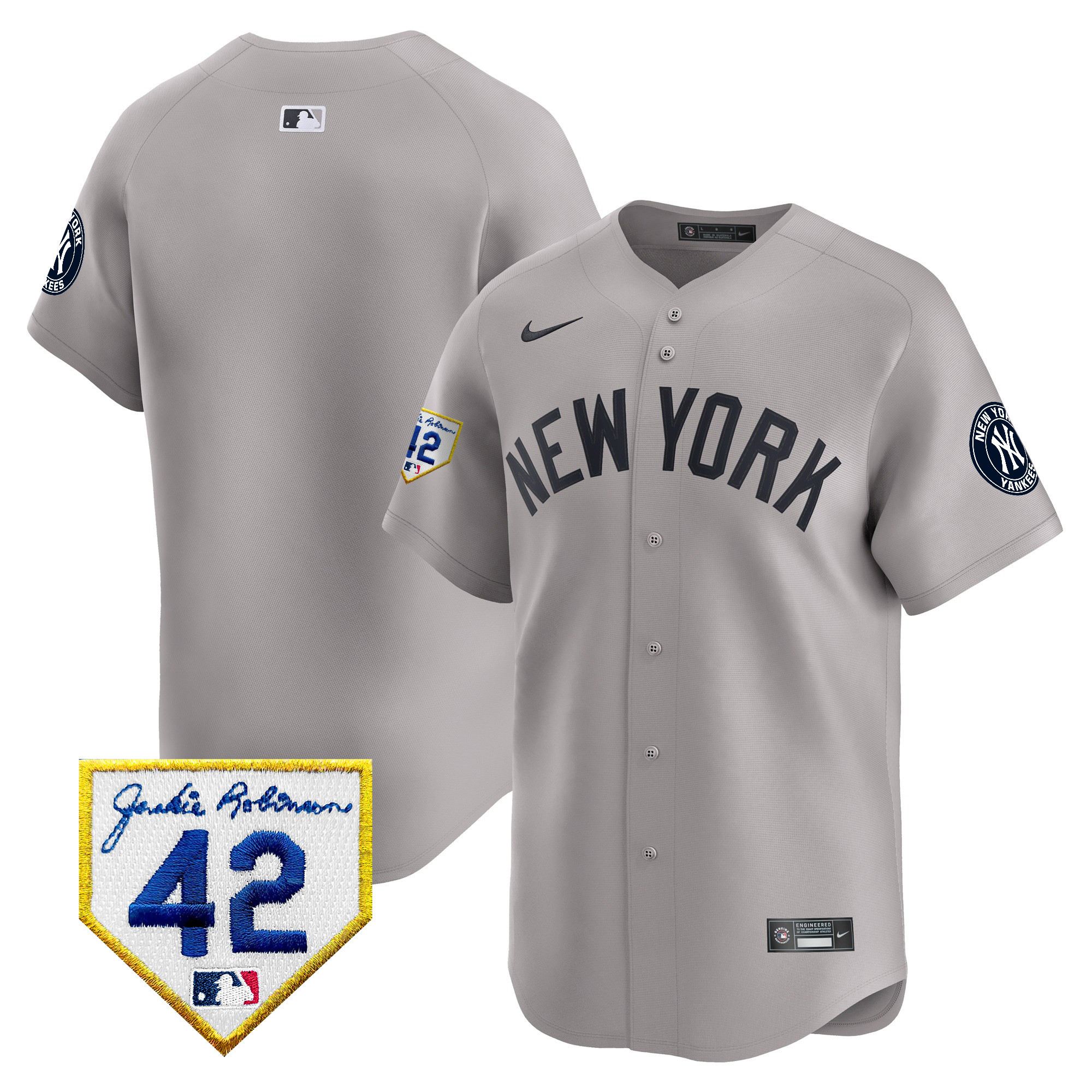 Men's New York Yankees 2024 Jackie Robinson Patch Vapor Premier Limited Jersey - All Stitched - Image 36