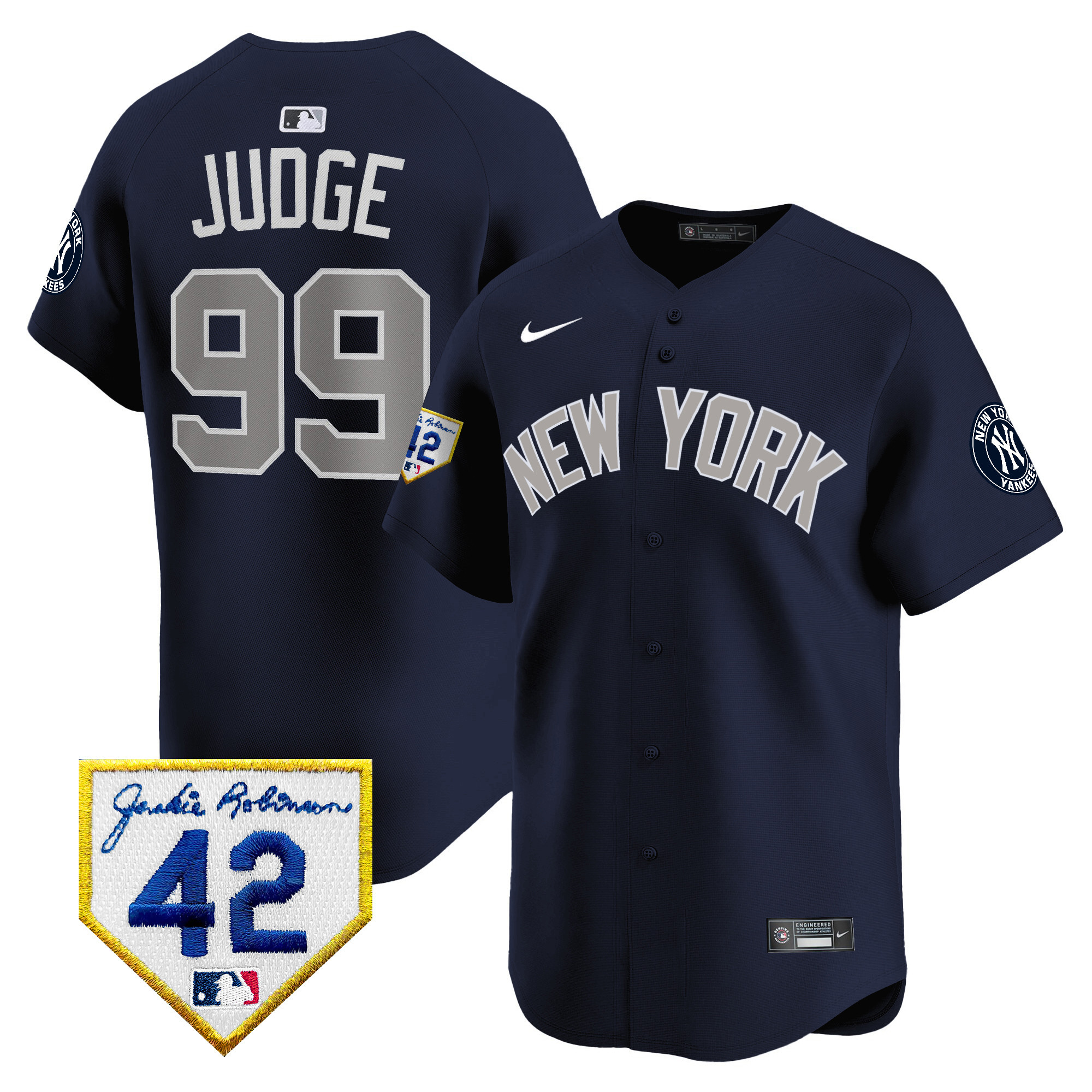 Men's New York Yankees 2024 Jackie Robinson Patch Vapor Premier Limited Jersey - All Stitched - Image 37