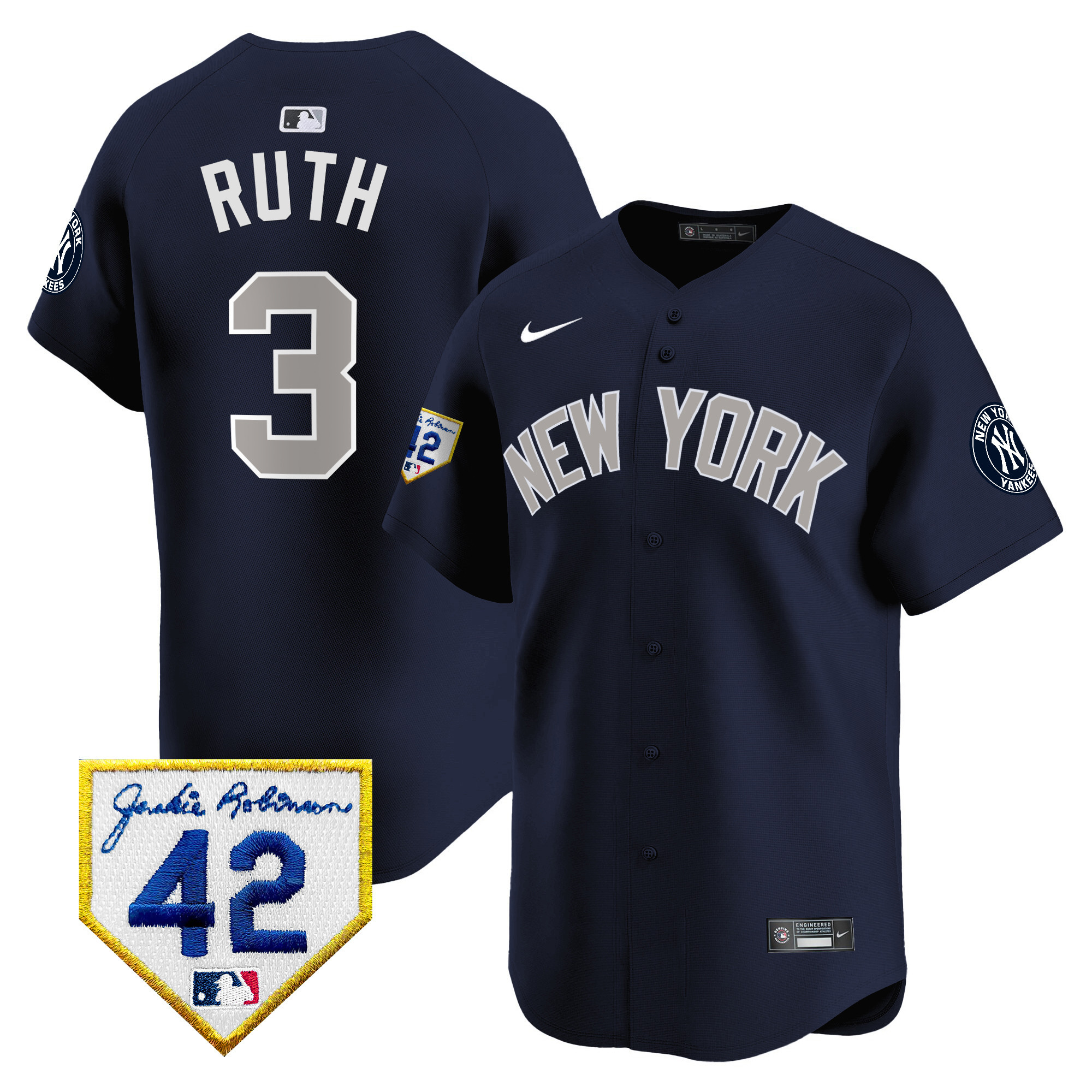Men's New York Yankees 2024 Jackie Robinson Patch Vapor Premier Limited Jersey - All Stitched - Image 39