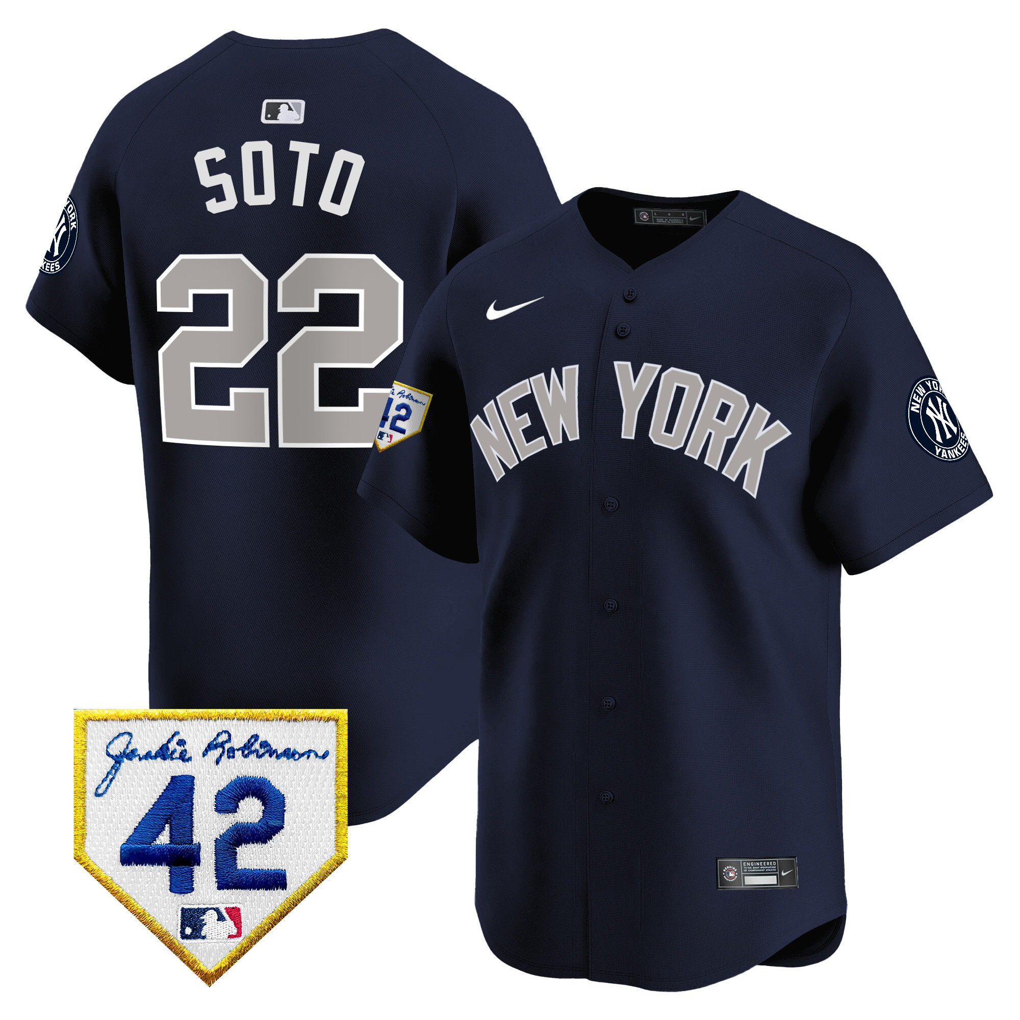 Men's New York Yankees 2024 Jackie Robinson Patch Vapor Premier Limited Jersey - All Stitched - Image 42