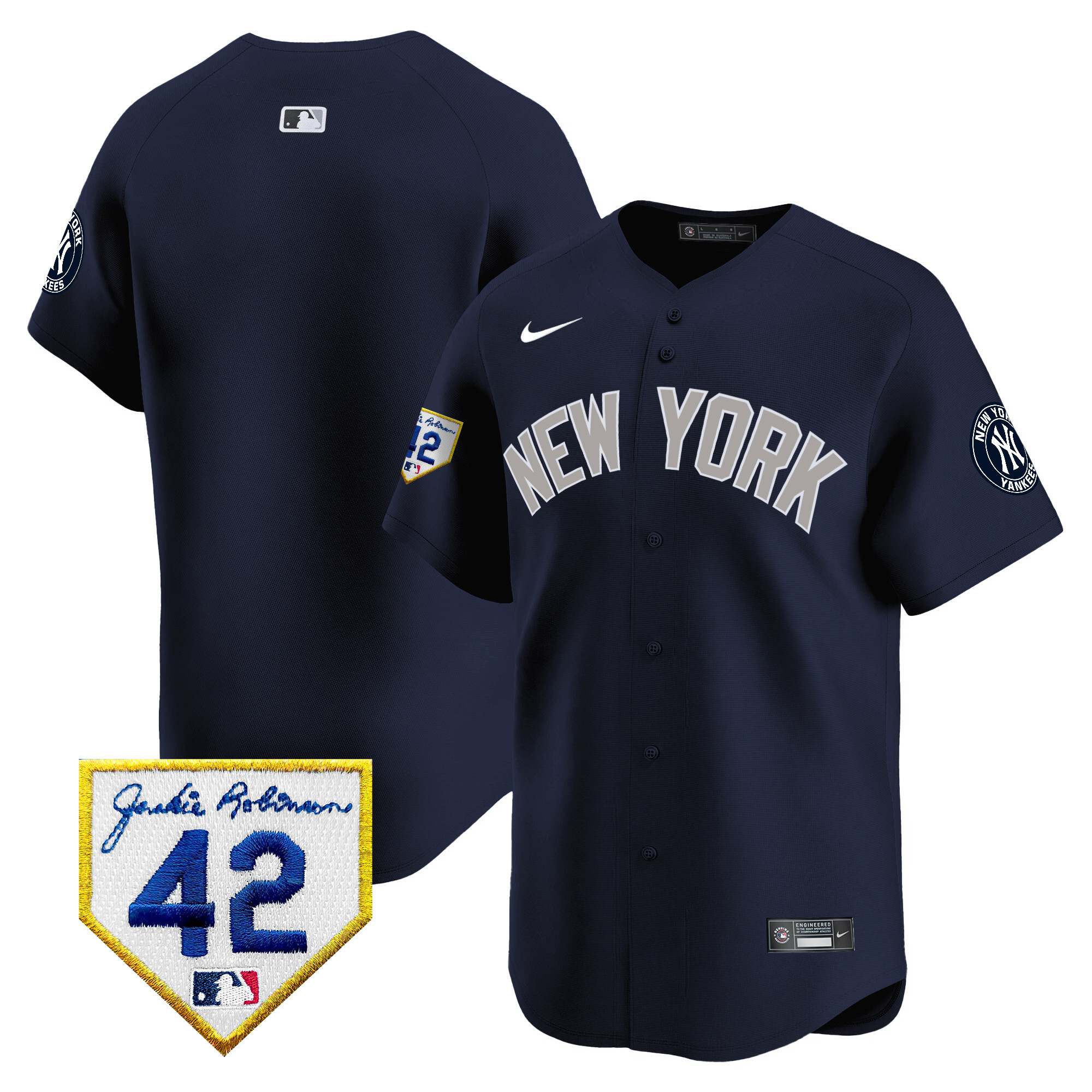 Men's New York Yankees 2024 Jackie Robinson Patch Vapor Premier Limited Jersey - All Stitched - Image 45