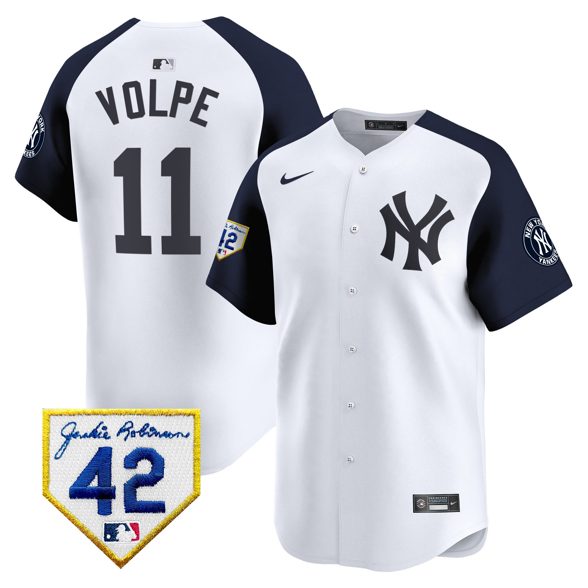 Men's New York Yankees 2024 Jackie Robinson Patch Vapor Premier Limited Jersey - All Stitched - Image 47