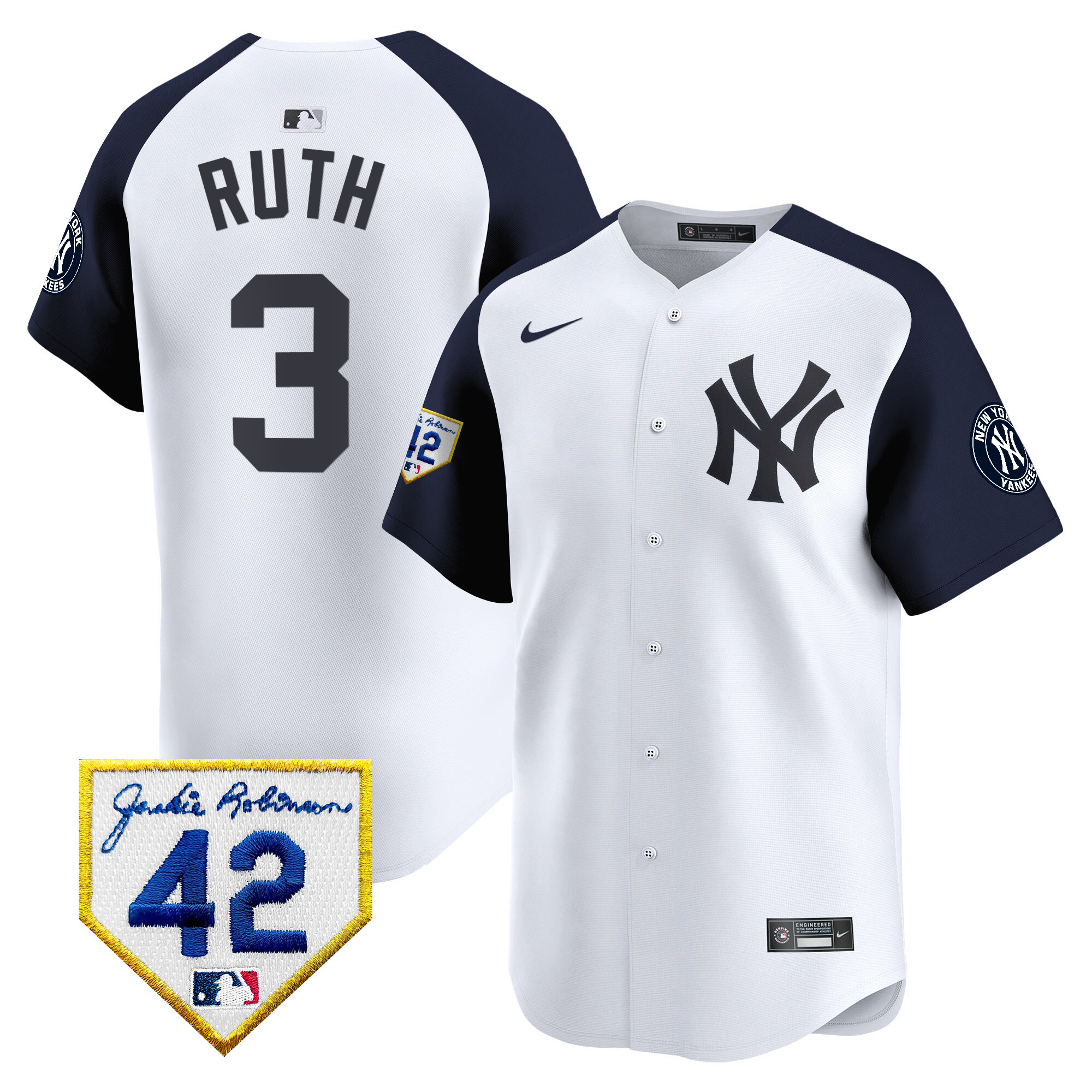 Men's New York Yankees 2024 Jackie Robinson Patch Vapor Premier Limited Jersey - All Stitched - Image 48