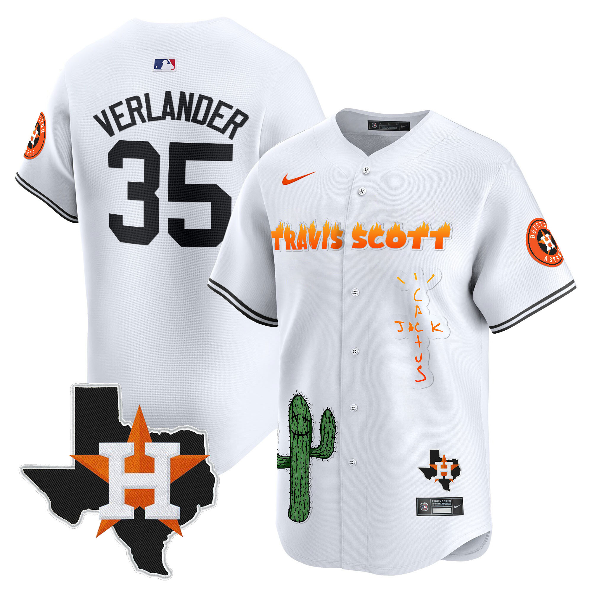 Men's Houston Astros Cactus Jack Patch Vapor Premier Limited Jersey V9 - Stitched - Image 16