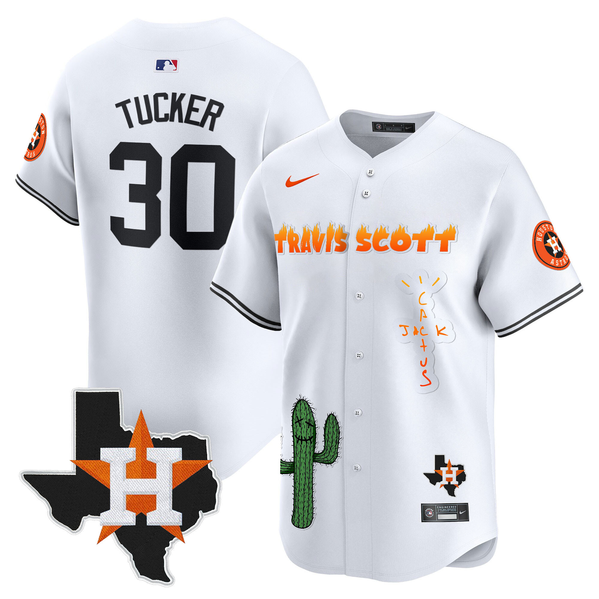 Men's Houston Astros Cactus Jack Patch Vapor Premier Limited Jersey V9 - Stitched - Image 17