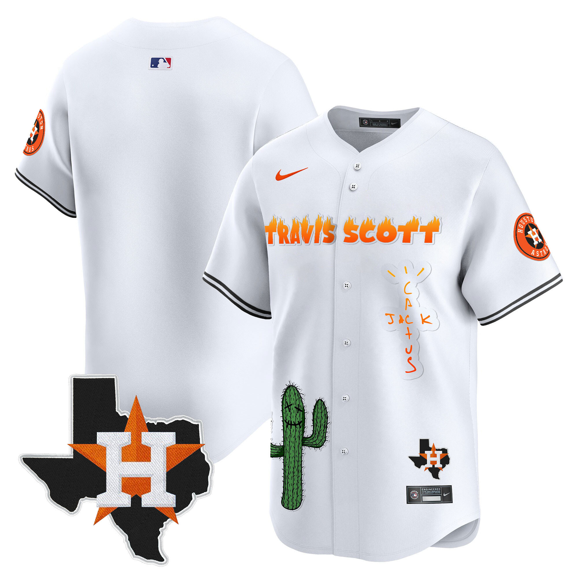 Men's Houston Astros Cactus Jack Patch Vapor Premier Limited Jersey V9 - Stitched - Image 18